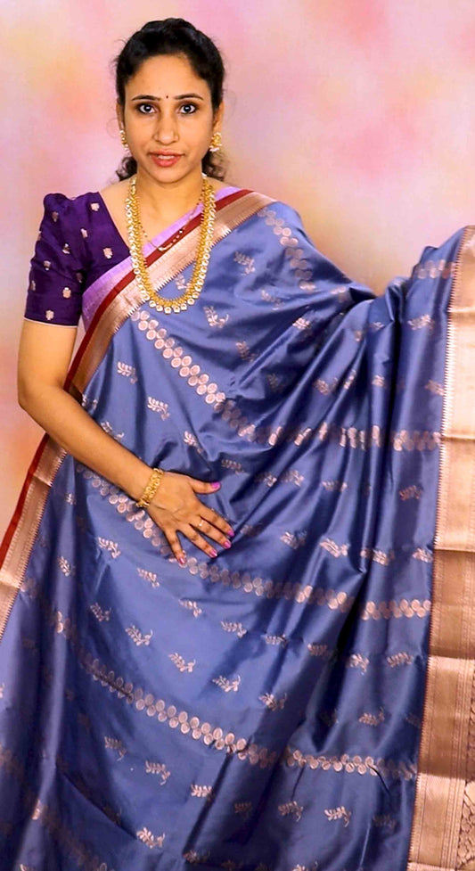 DC264 | Kanjivaram Semi Soft Pattu Saree with Contrast Blouse