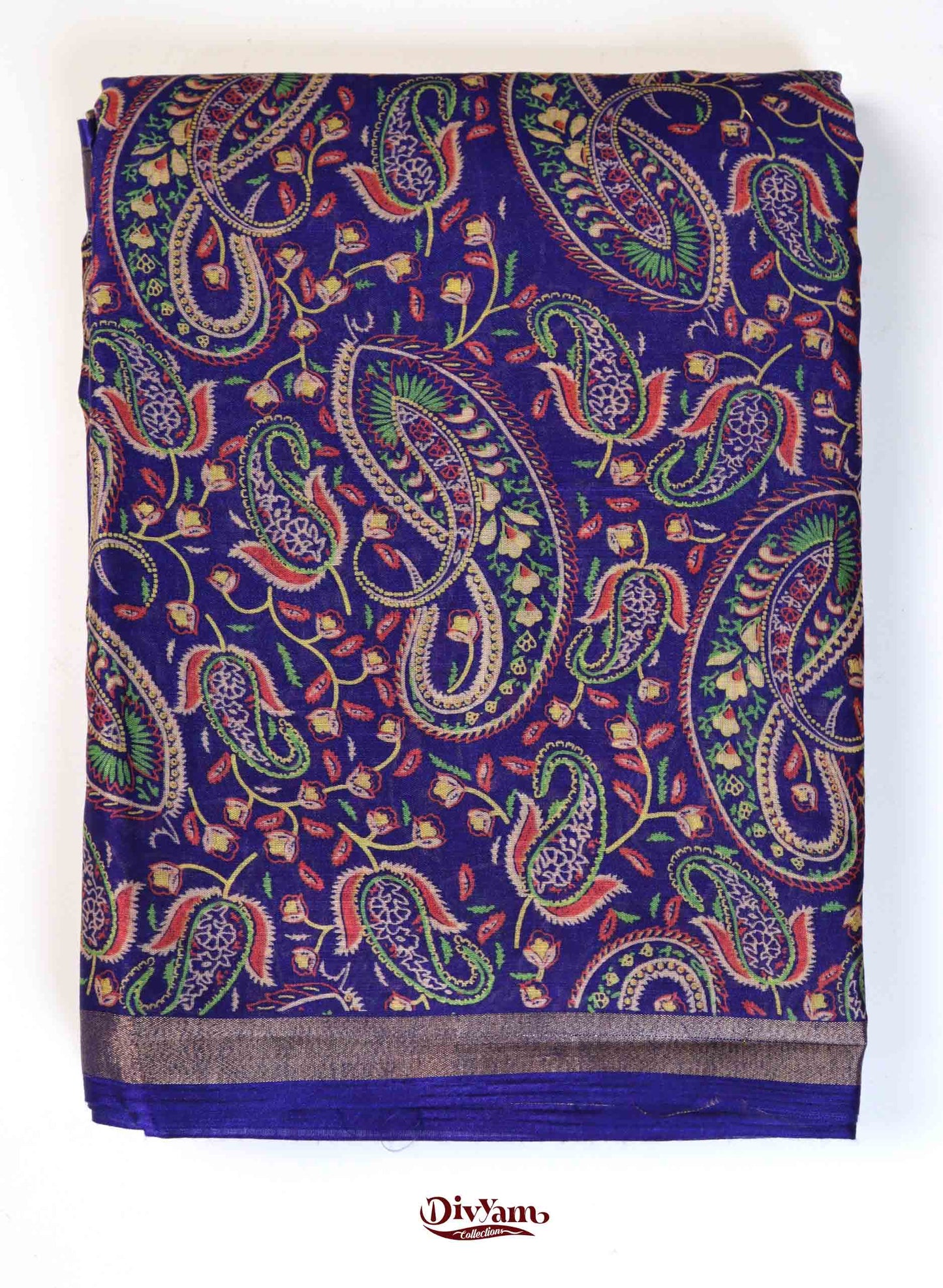 DC184 | Budget Cotton Blend Tassel Silk Saree with Kashmiri Style Print & Plain Blouse | ₹687 Collection