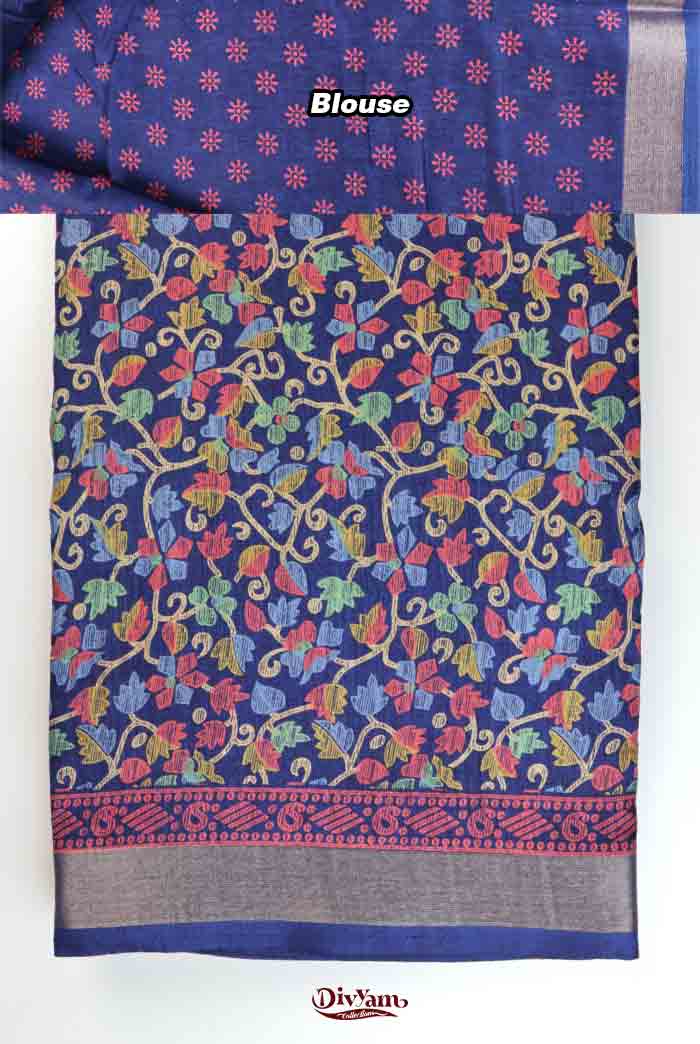 DC317 | Soft Fancy Silk Saree with Floral Design & Running Blouse