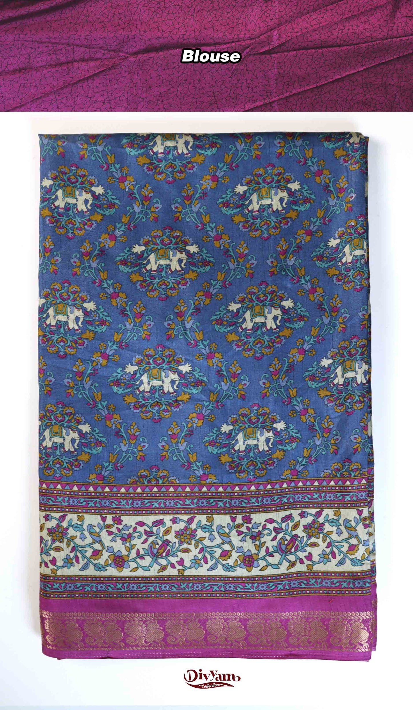 DC182 | Designer Maheshwari Silk Saree with Elephant Motifs & Kalamkari Border | New Color Combos