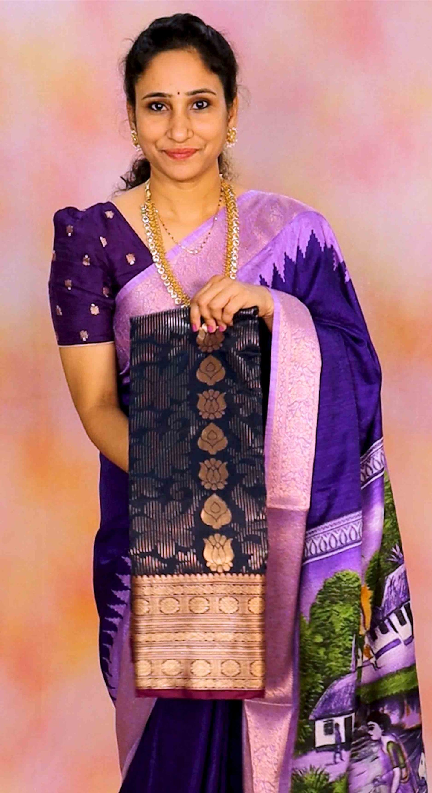 DC262 | Kanjivaram Semi Soft Pattu Saree with Contrast Blouse