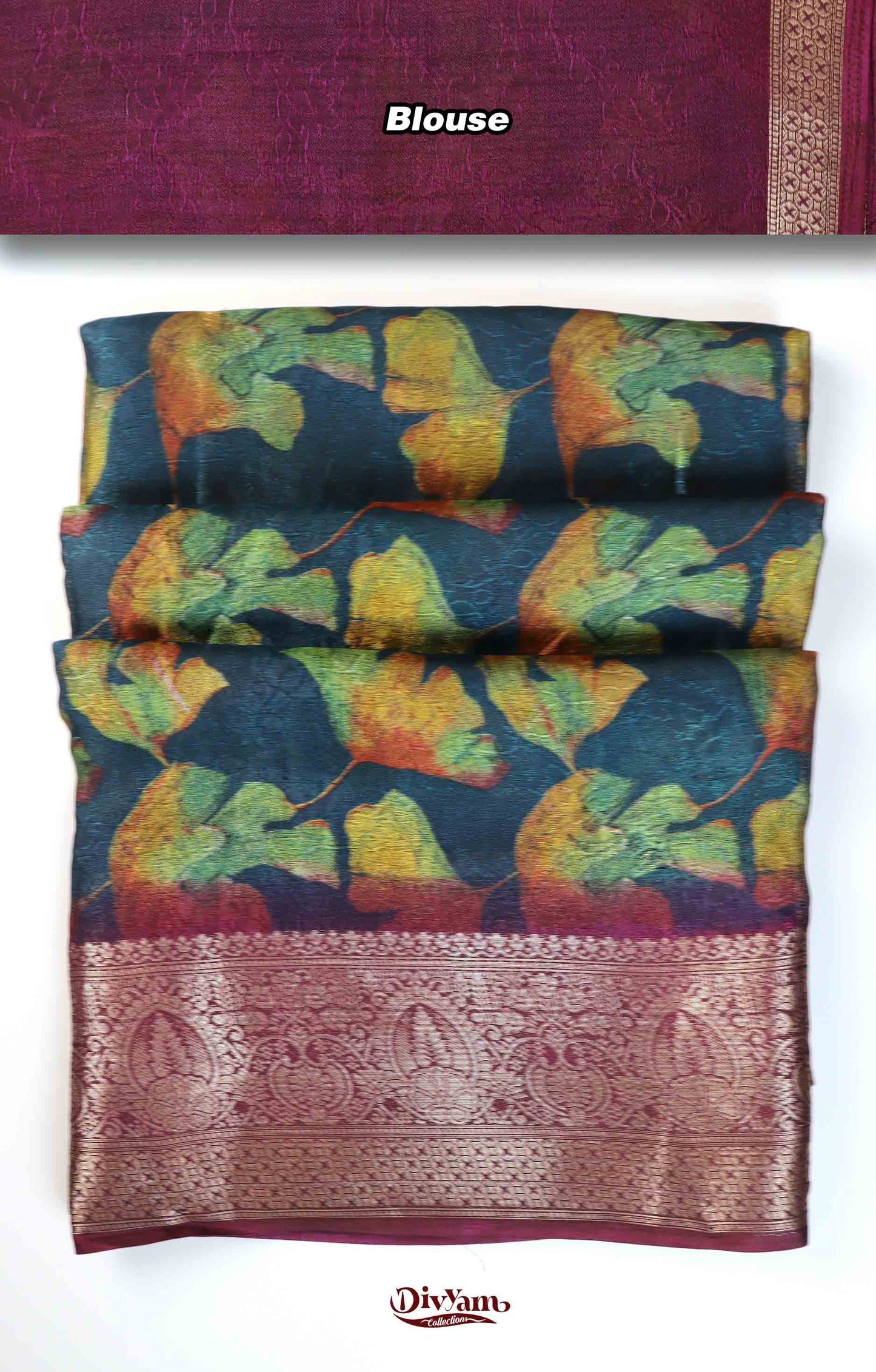 DC259 | Fancy Moss Georgette Silk Saree with Floral Design & Jacquard Border