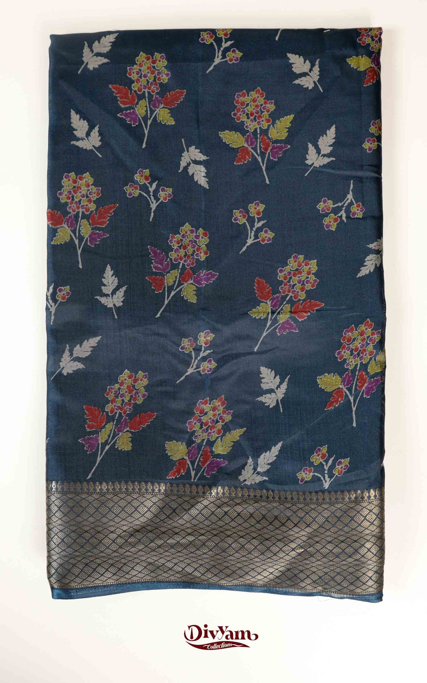 DC168 | Budget Fancy Silk Saree with Floral Design & Jacquard Temple Border | 8 Colours Collection