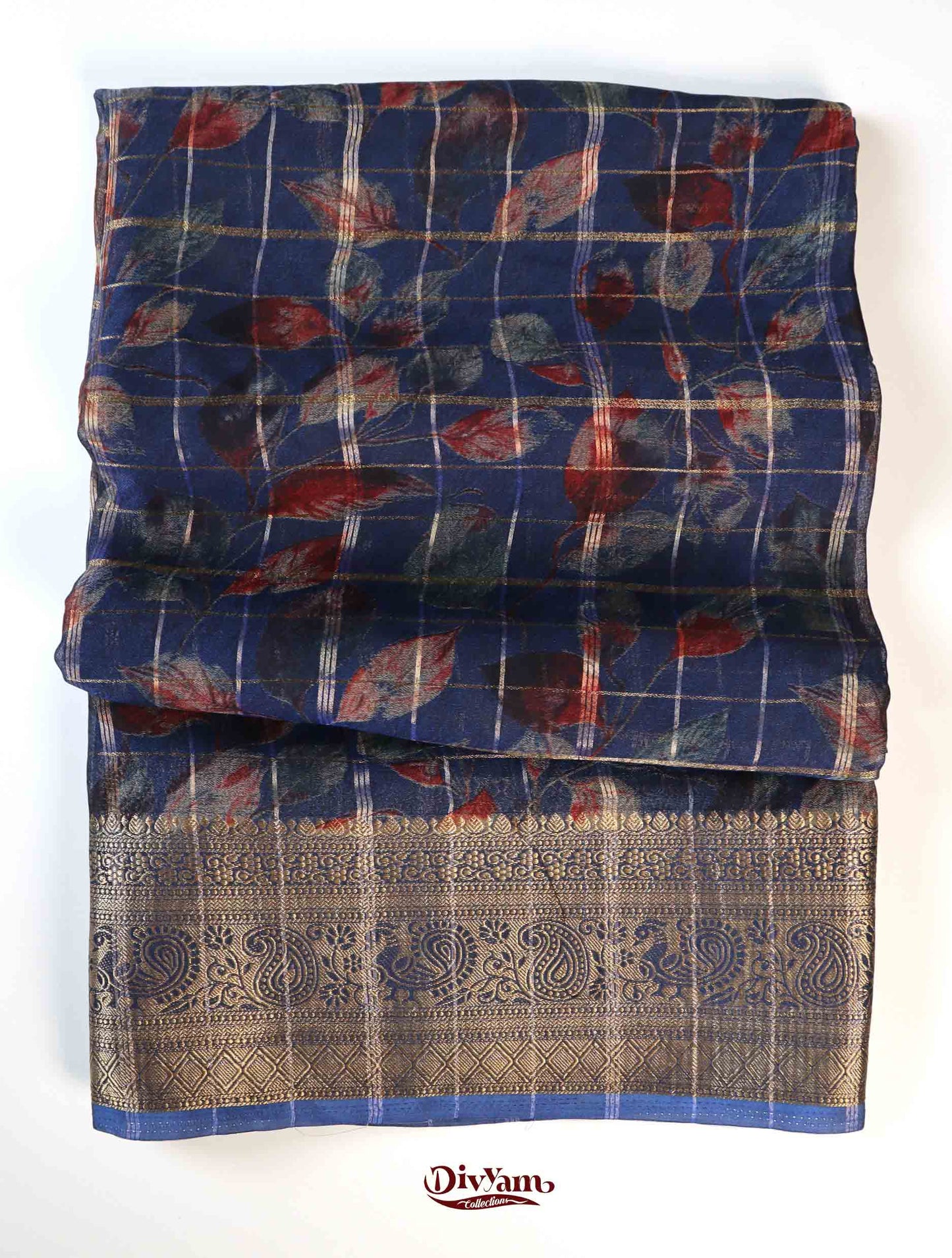 DC245 | Premium Viscose Georgette Saree with Zari Checks & Grand Border