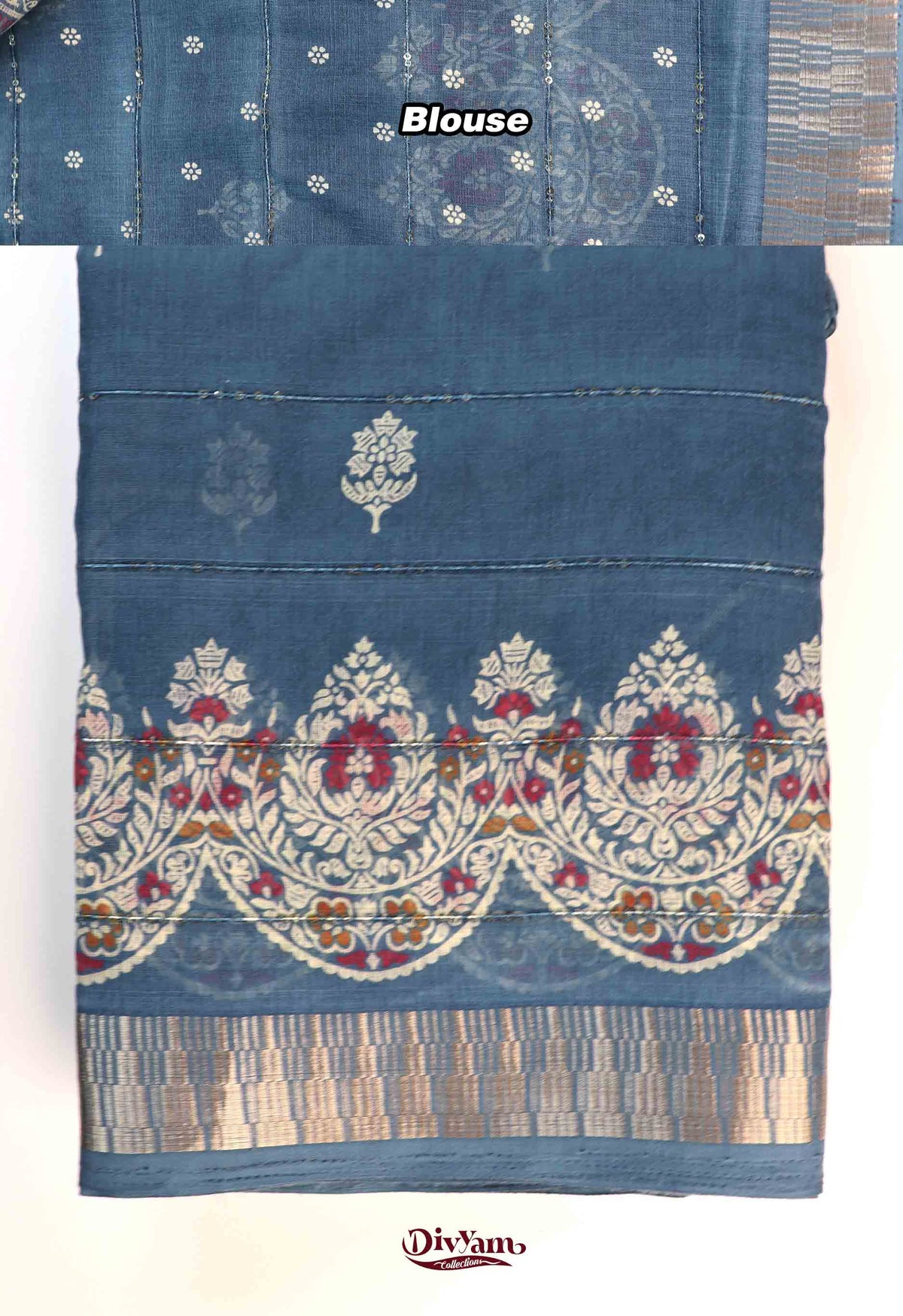 DC290 | Fancy Silk Saree with All-Over Sequin Embroidery & Running Blouse