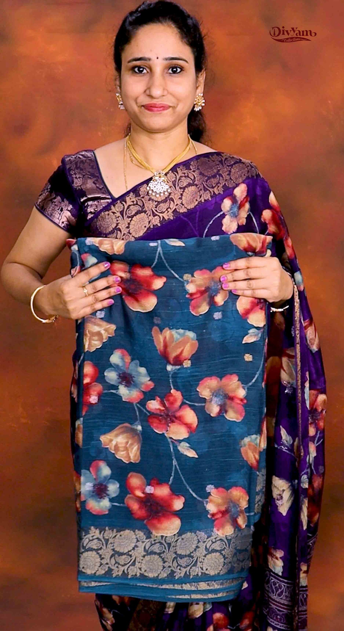 DC235 | Pure Crepe Saree with Floral Design & Heavy Zari Weaving | Elegant Party Wear