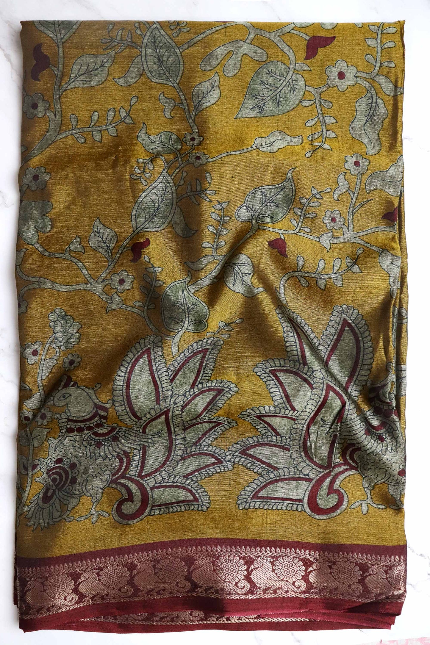 DC102 | Maheshwari Silk Saree | Narayanapattu Border & Kalamkari Print | 6 Beautiful colours