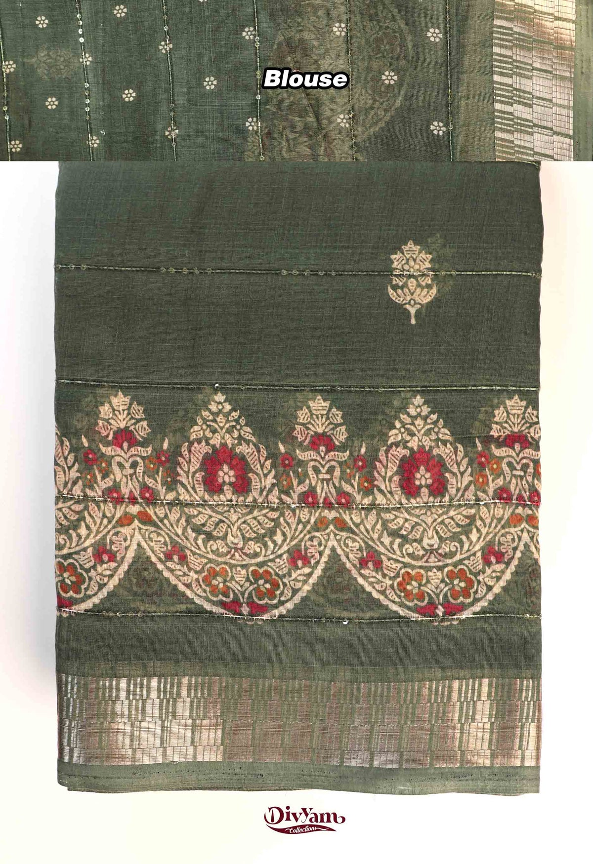 DC290 | Fancy Silk Saree with All-Over Sequin Embroidery & Running Blouse