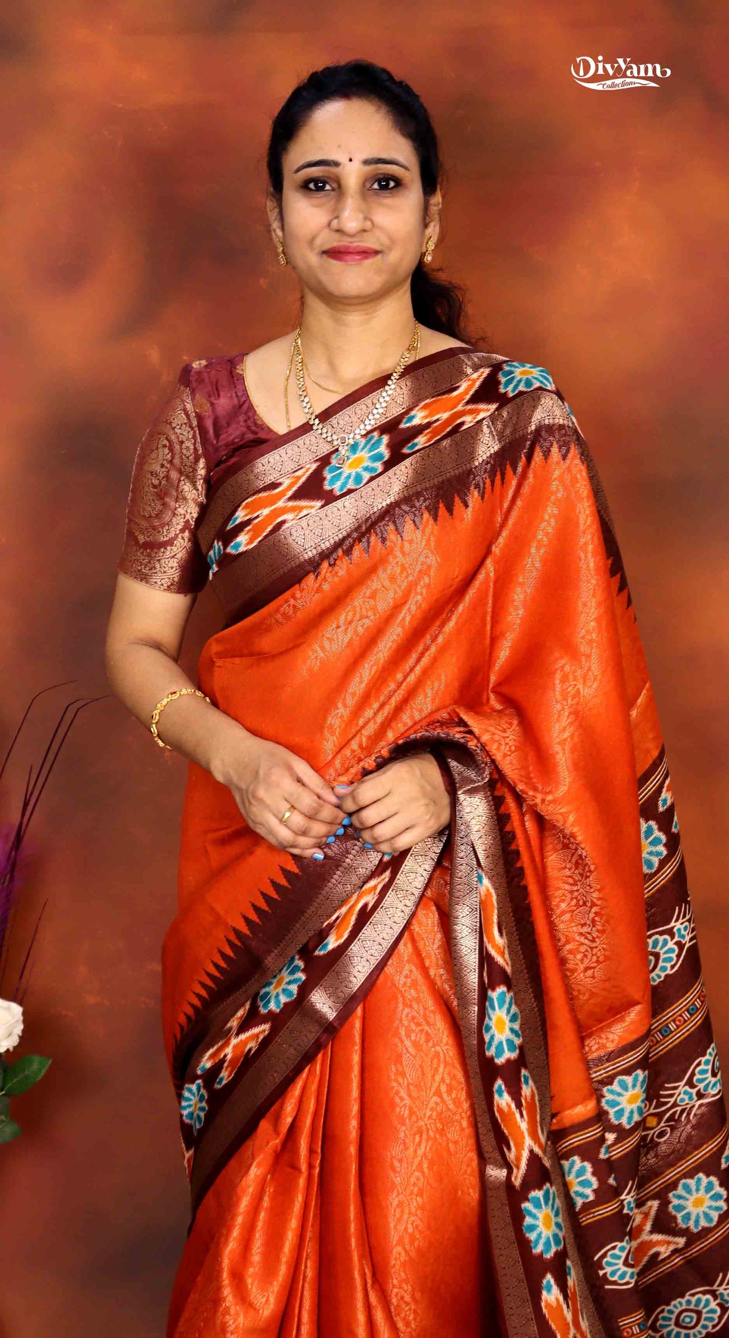 Banarasi Soft Silk Saree with Self Zari Weaving & Pochampally Ikkat Border | DC244