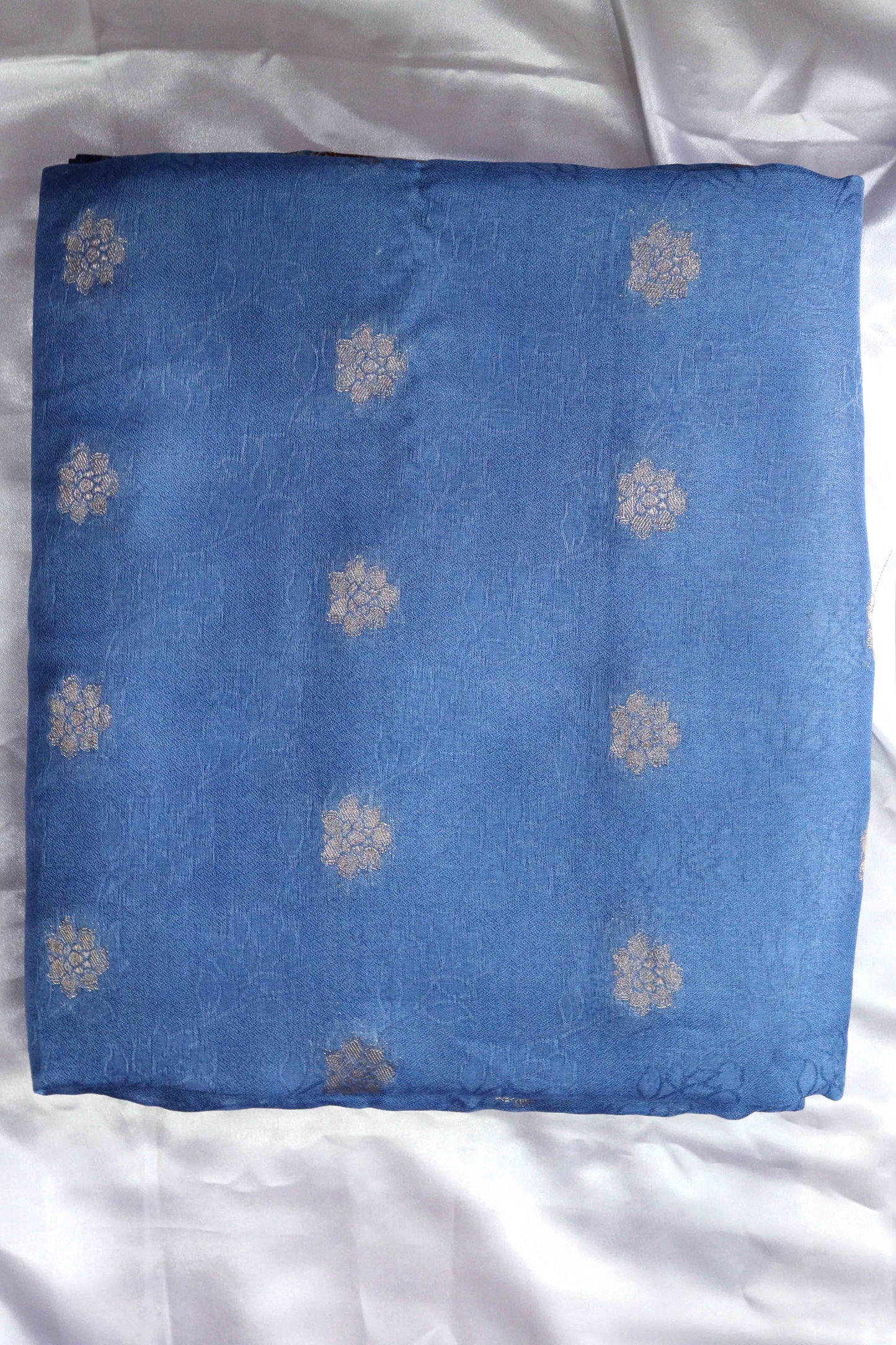 Pastel Blue Designer Silk Saree – Double Border with Pichwai Print