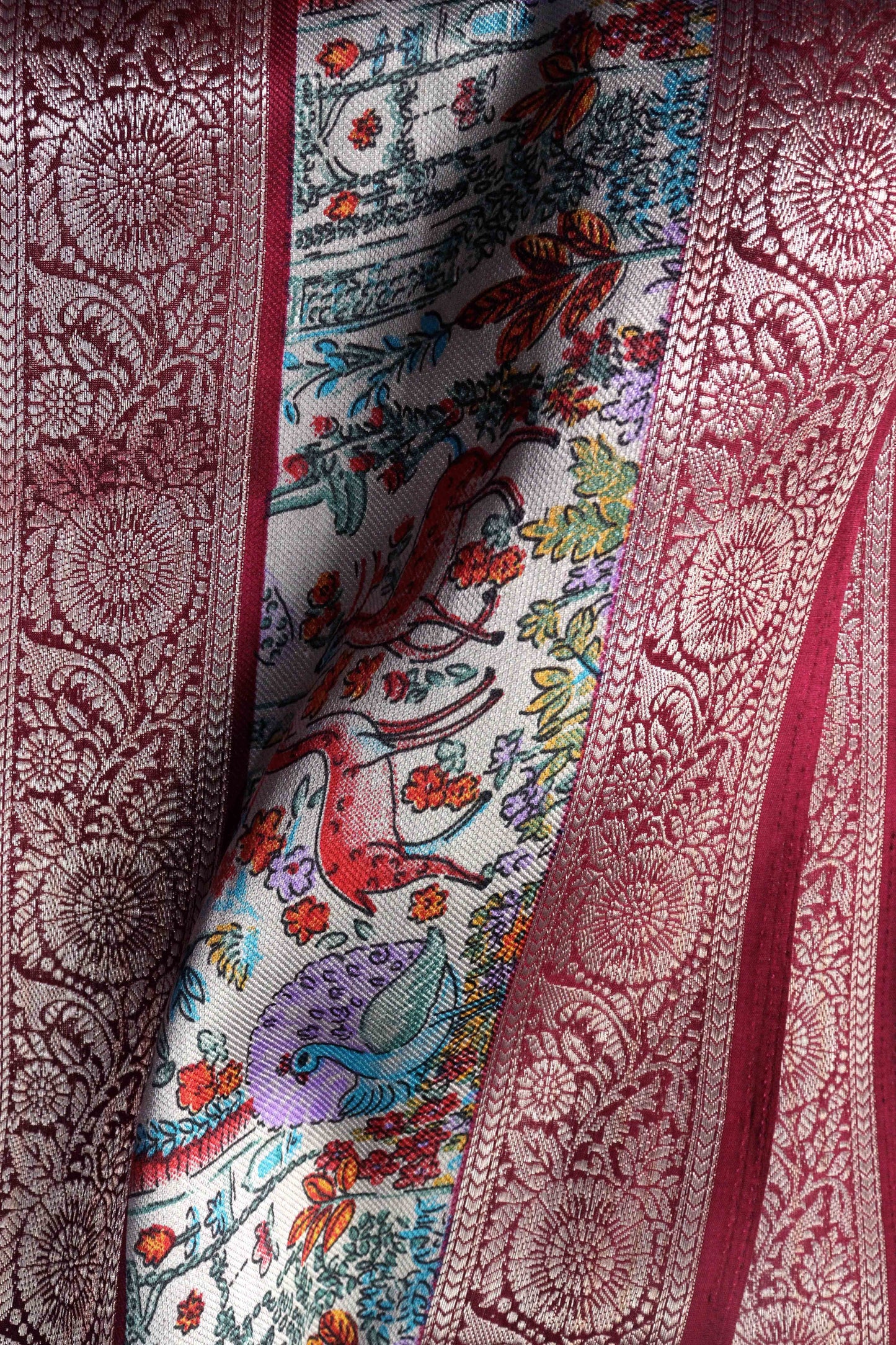 Pink Designer Silk Saree – Double Border with Pichwai Print