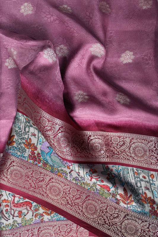 Pink Designer Silk Saree – Double Border with Pichwai Print