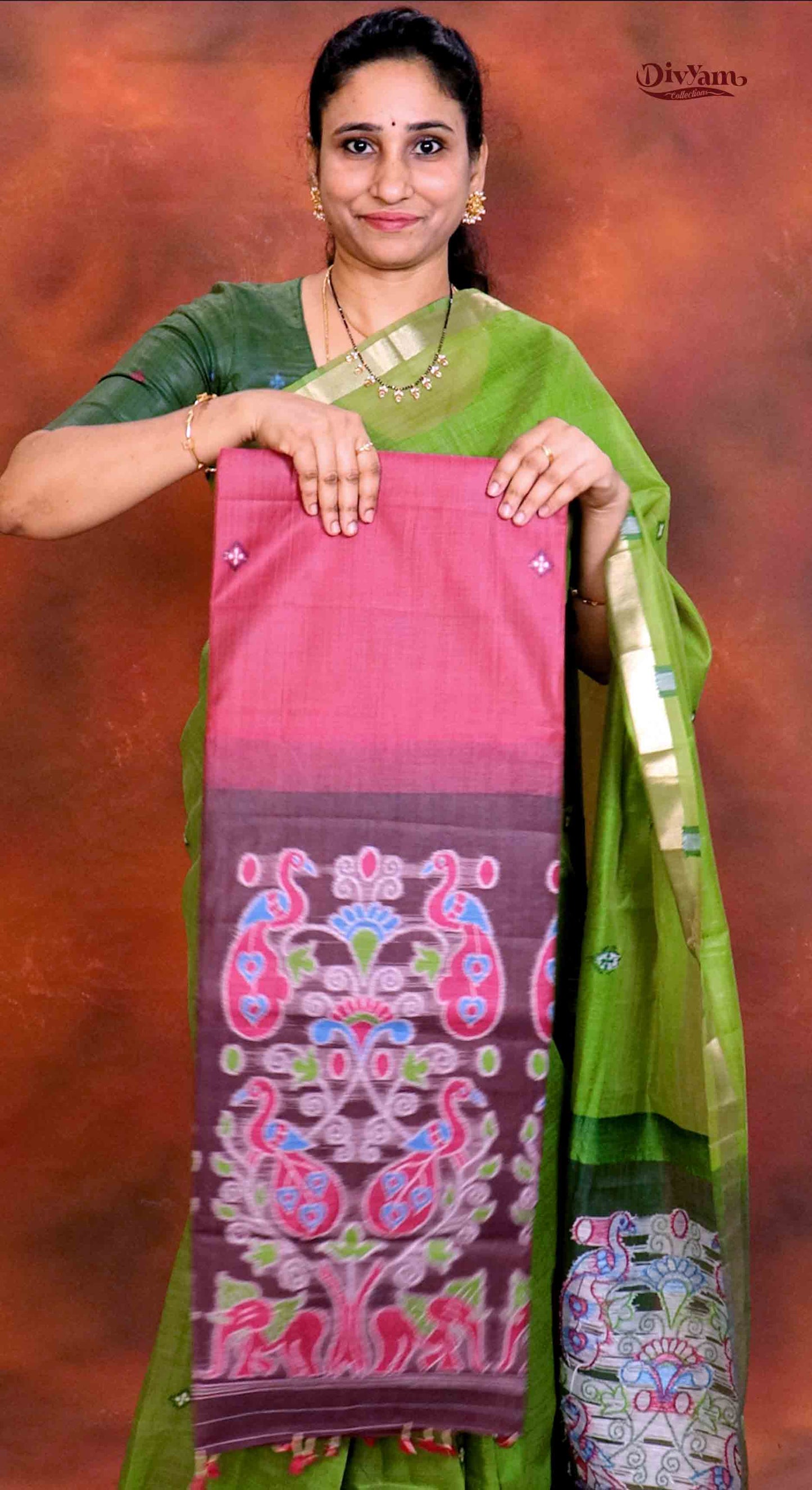 DC211 | Premium Cotton Linen Saree with Guava Jamdhani Work
