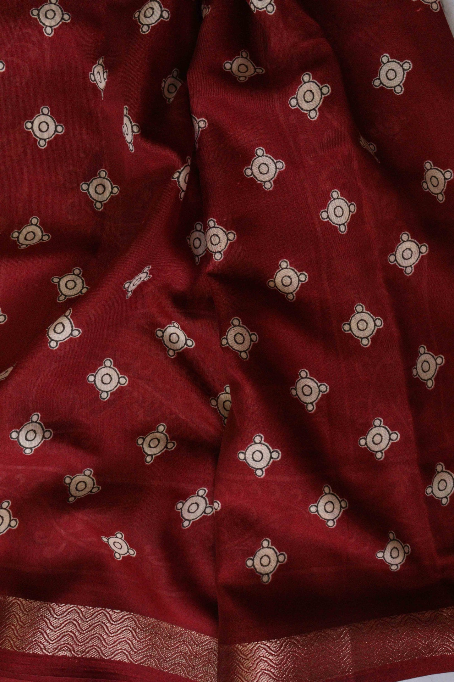 DCMS38 | Maheshwari Soft Silk Saree – Kalamkari Print with small zari border