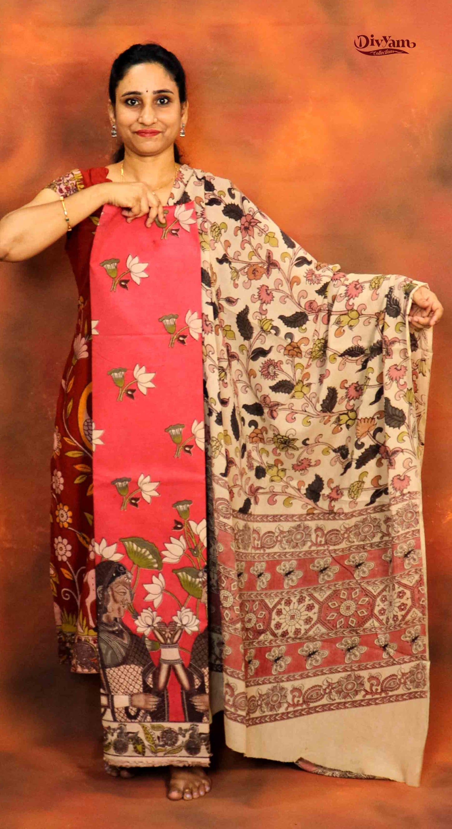 DC203 | Pure Cotton Kalamkari Dress Materials – 2 Piece Sets