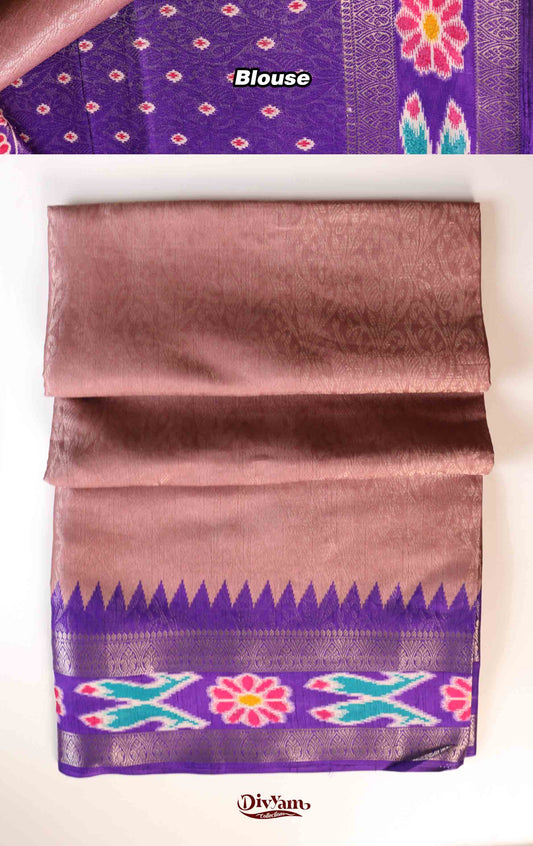 Banarasi Soft Silk Saree with Self Zari Weaving & Pochampally Ikkat Border | DC244