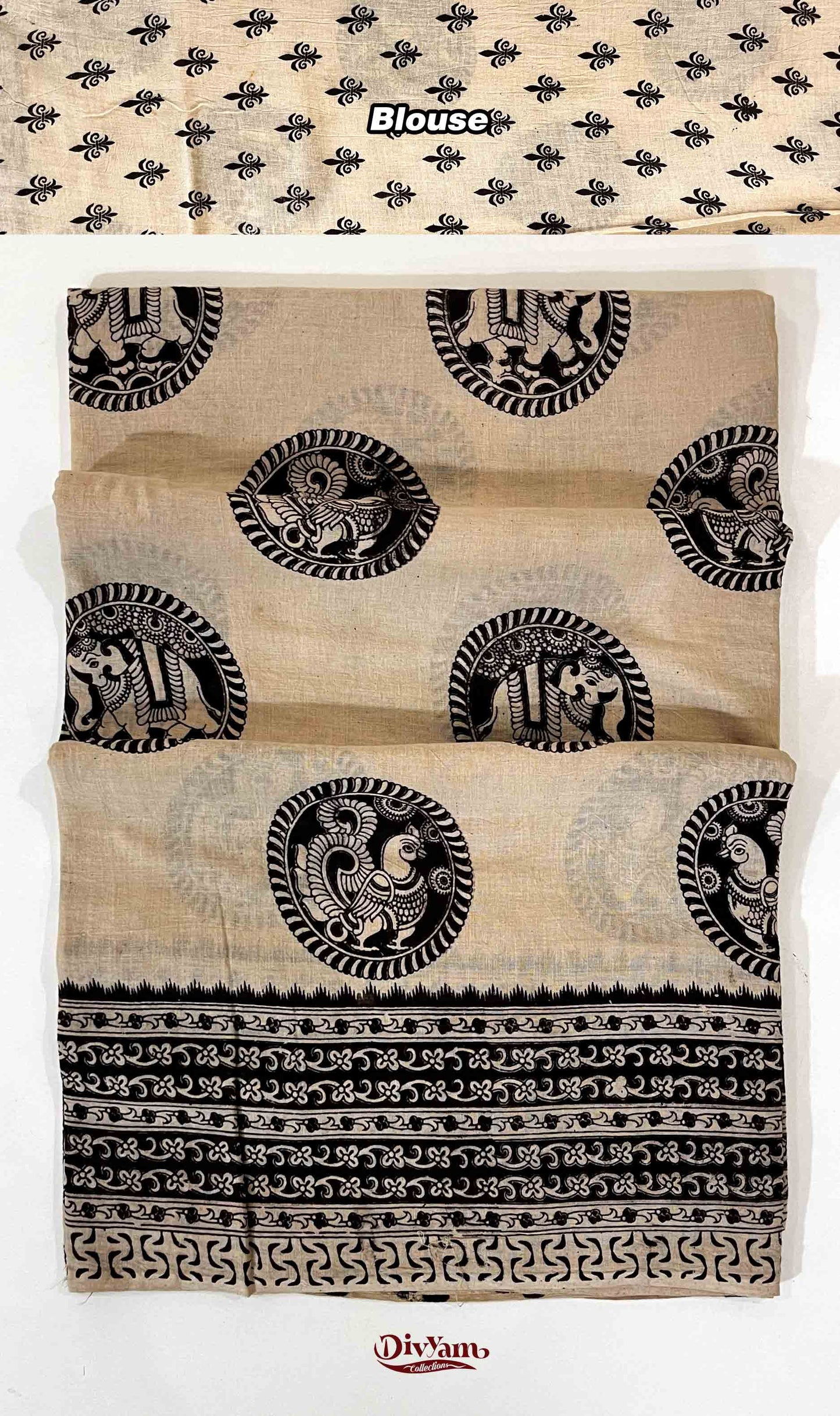 DC213 | Cotton Kalamkari Saree with Running Blouse