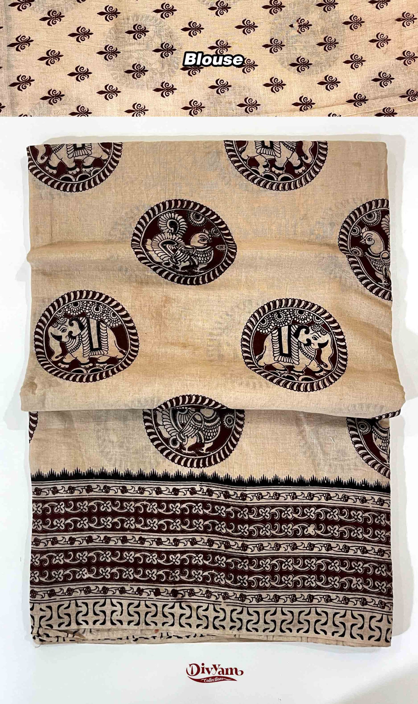 DC213 | Cotton Kalamkari Saree with Running Blouse