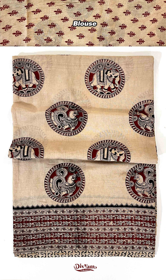 DC213 | Cotton Kalamkari Saree with Running Blouse
