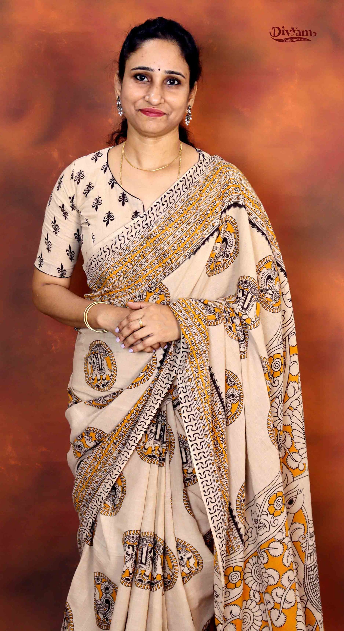 DC213 | Cotton Kalamkari Saree with Running Blouse