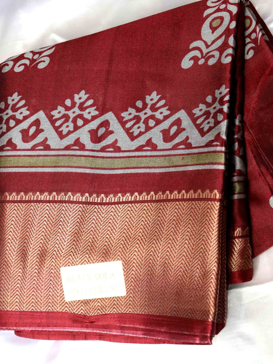 Maroon Colour Dola Silk Saree with Fancy Blouse