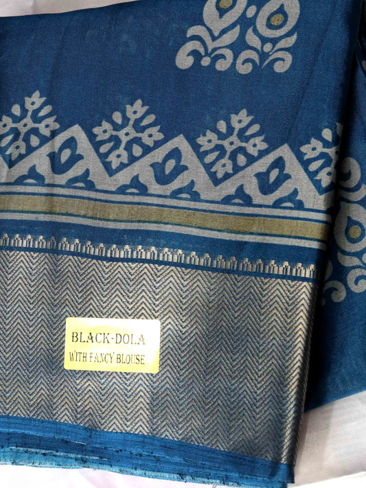Blue Colour Dola Silk Saree with Fancy Blouse