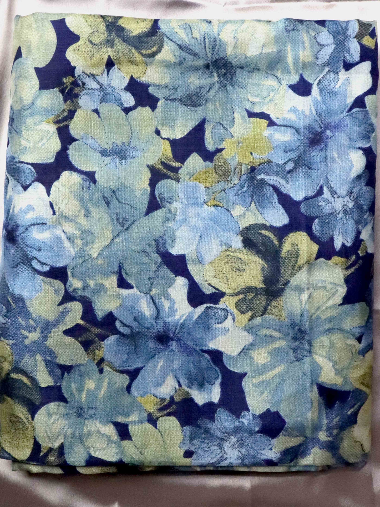 Blue Fancy Silk Saree With Jacquard Gap Border and Beautiful Floral Print