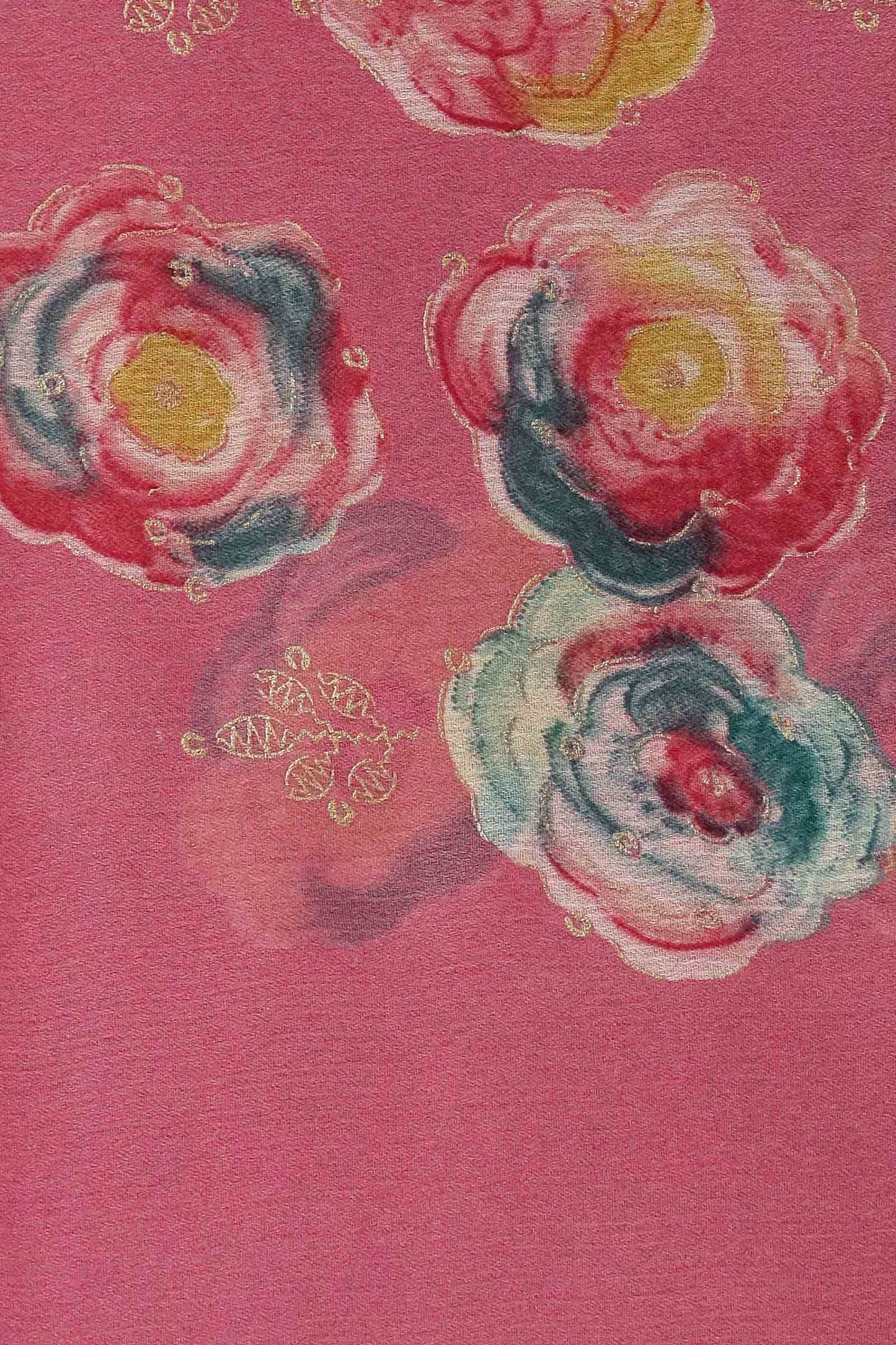 DCCH51 | Pastel Pink Pure Chiffon Saree with Floral Print & Beaded Border | Elegant Lightweight Drape