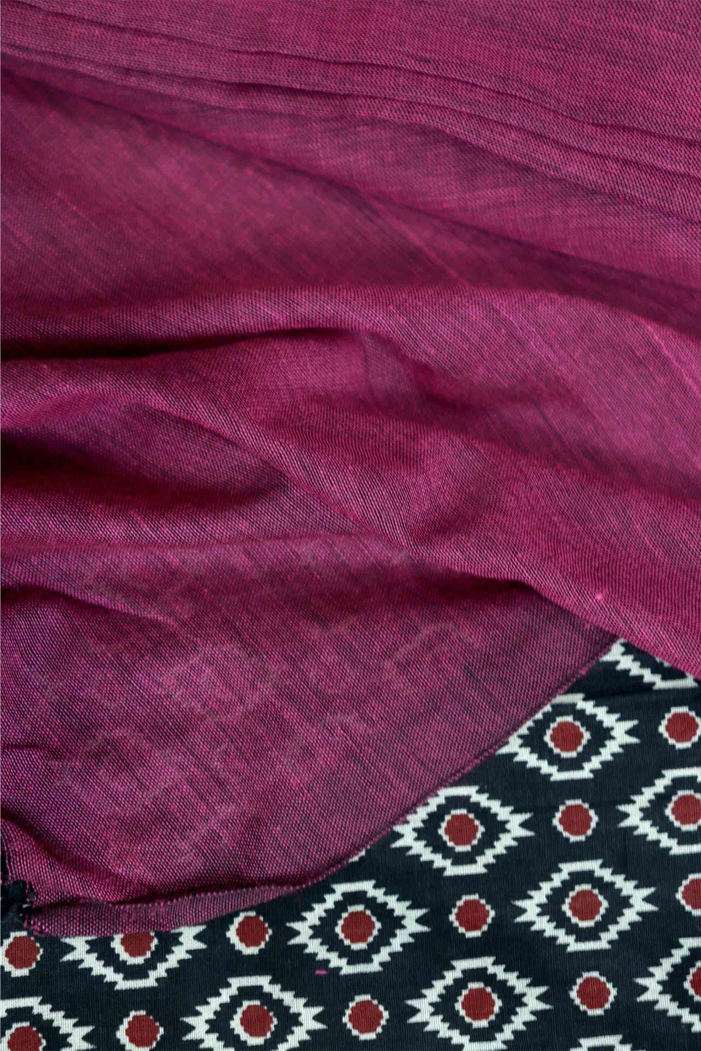 DC119 | Handloom Plain Khadi Cotton Saree with Contrast Ikat Blouse | Tasselled Pallu | 6 Colours