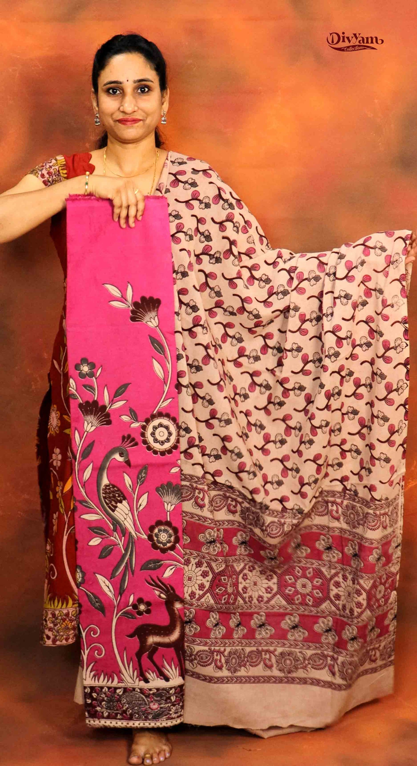 DC203 | Pure Cotton Kalamkari Dress Materials – 2 Piece Sets