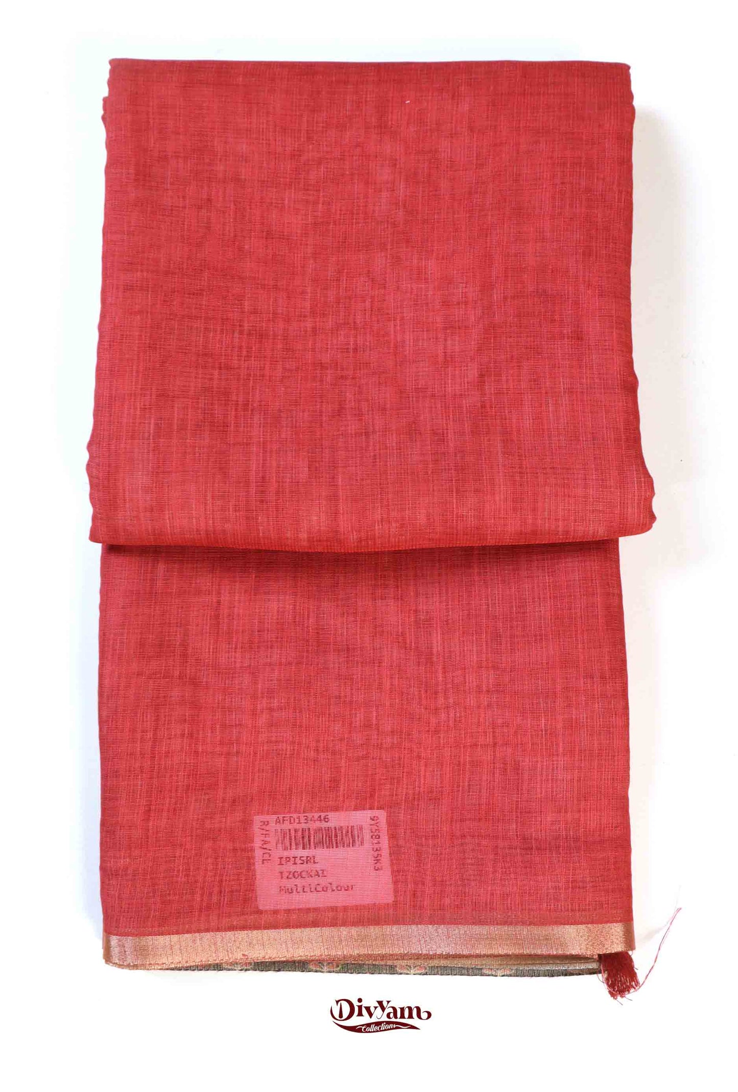 DC171 | Linen Cotton Saree with Gold Zari Stripe Border & Kalamkari Blouse | Soft Printed Collection