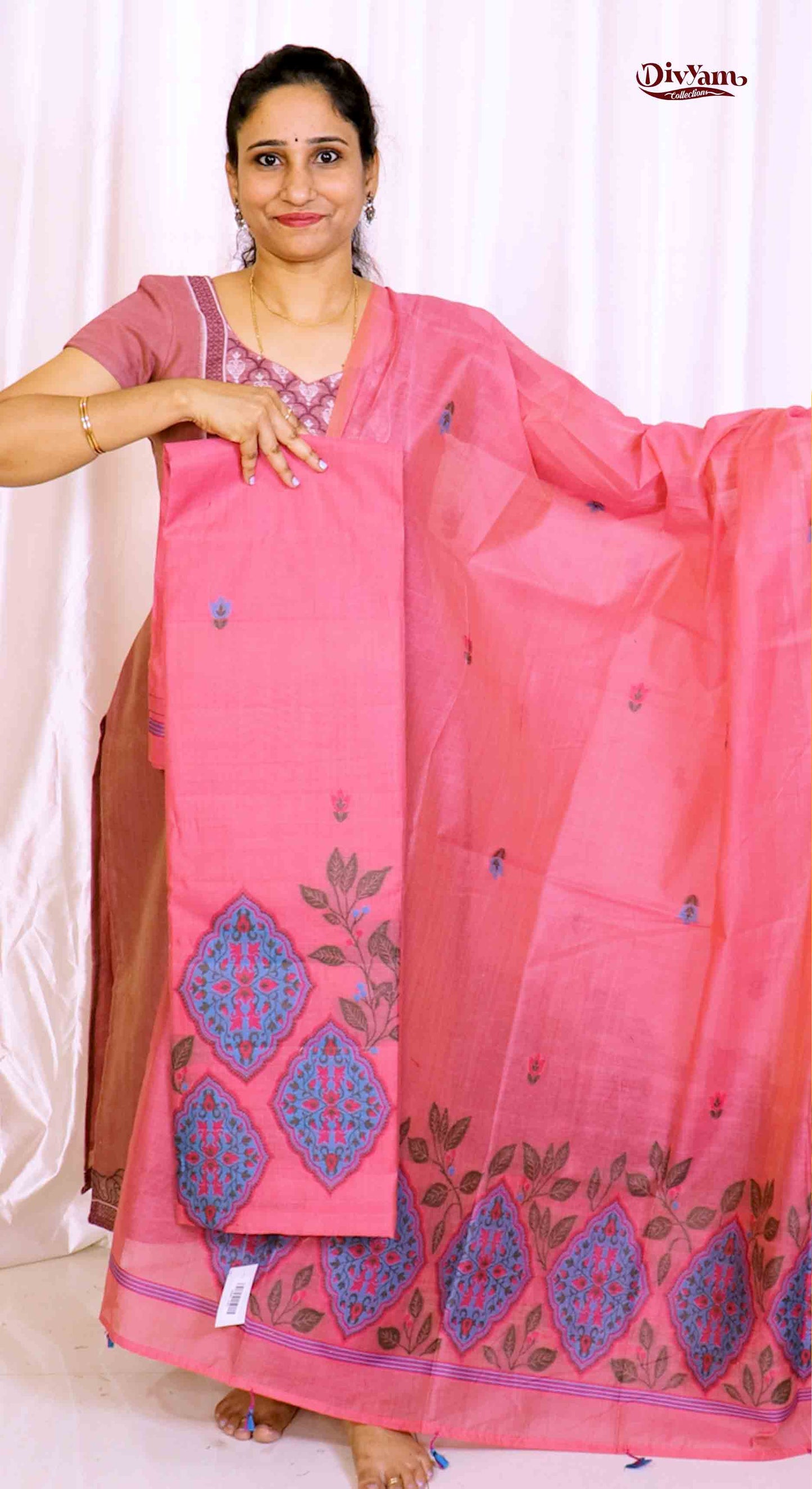 DC206 | Pure Jamdhani Cotton Linen 3 Piece Dress Material Sets