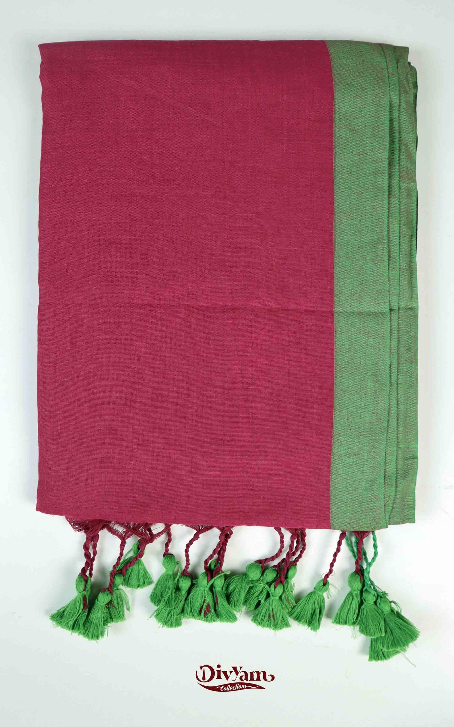 DC162 | Pure Khadi Cotton Saree with Contrast Border & Fluffy Tassels | Elegant Plain Saree Collection