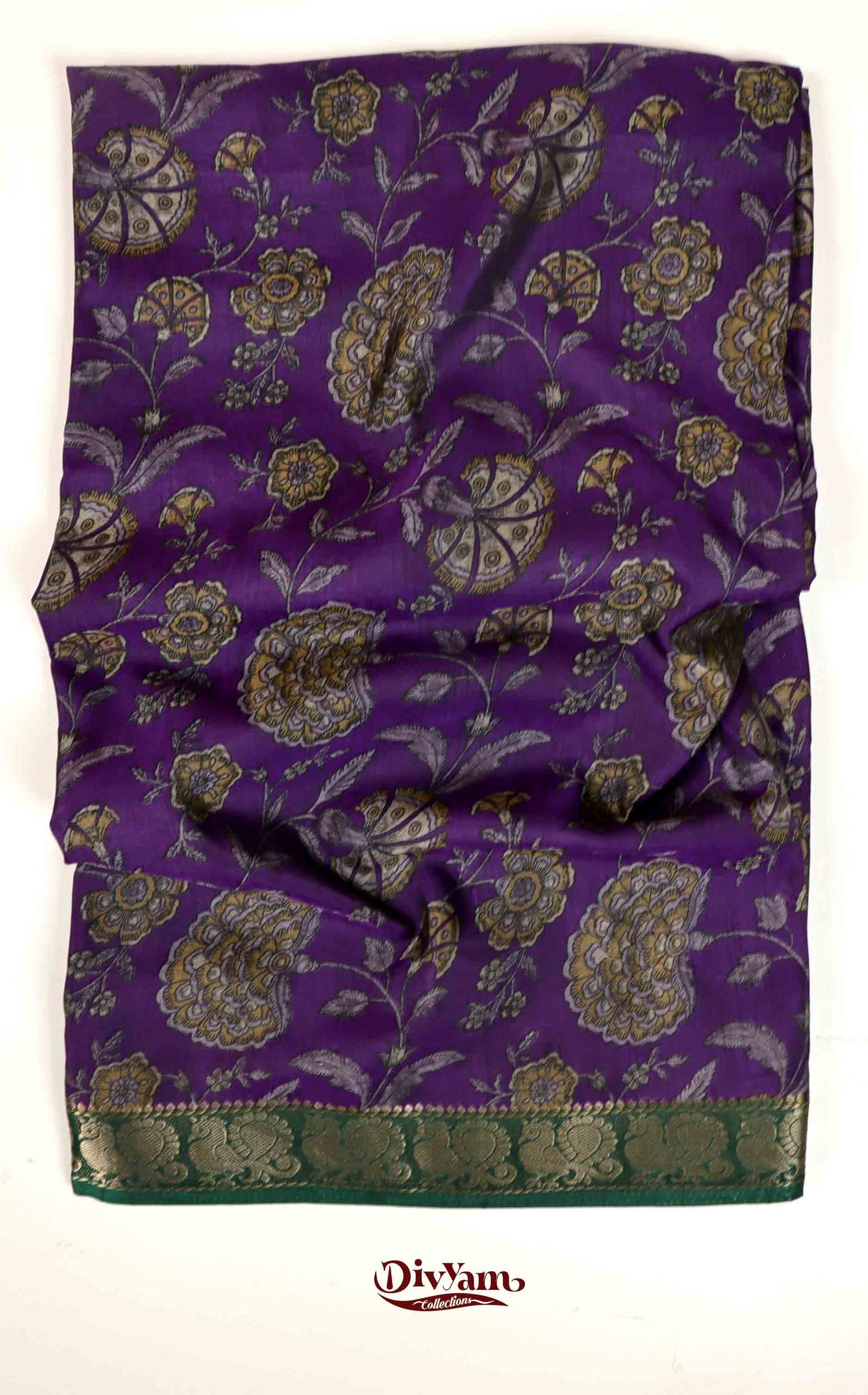 DC149| Maheshwari Silk Saree with Narayanapet & Hamsa Jari Border | Kalamkari Floral Print Saree