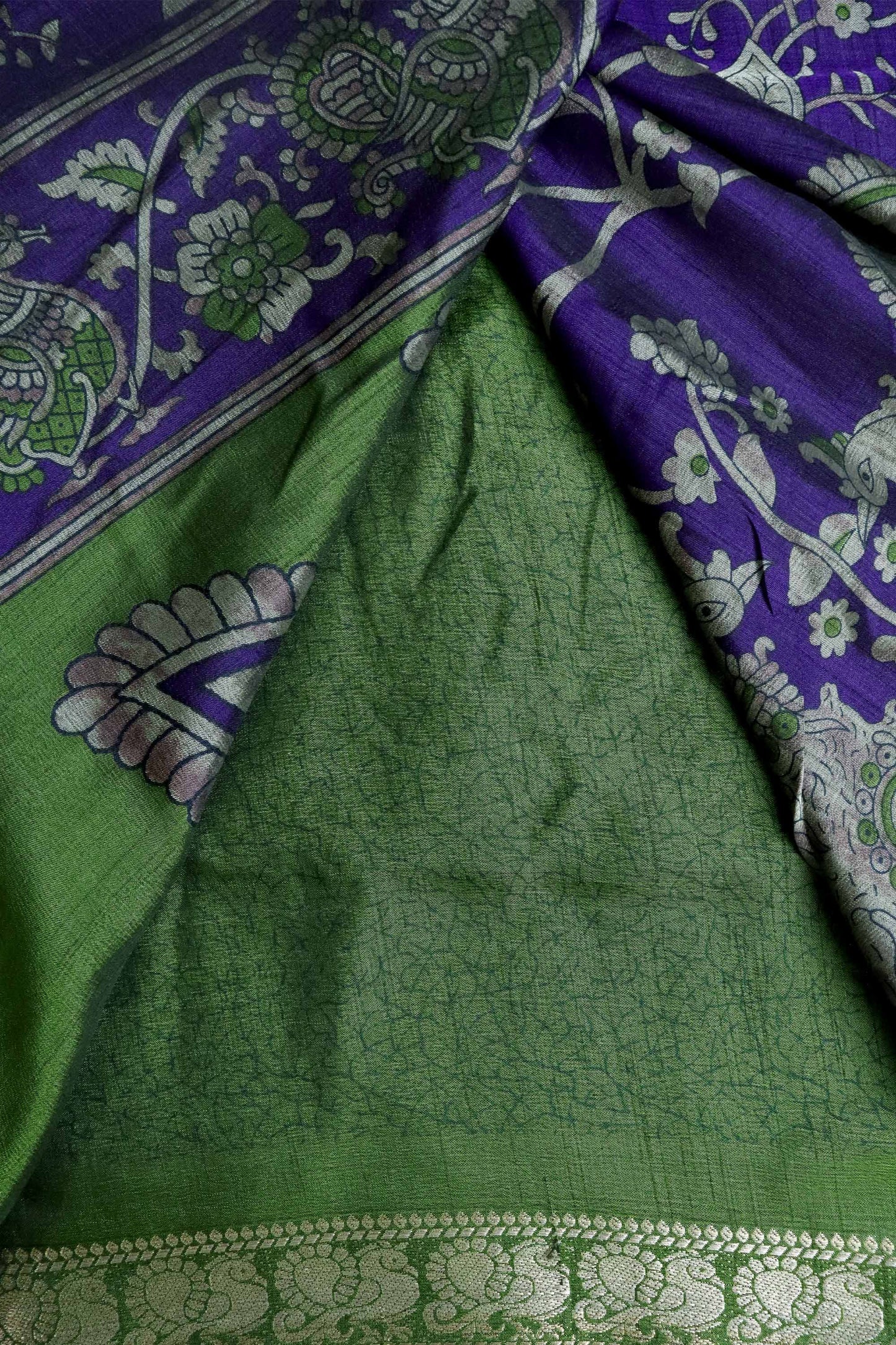 DC102 | Maheshwari Silk Saree | Narayanapattu Border & Kalamkari Print | 6 Beautiful colours