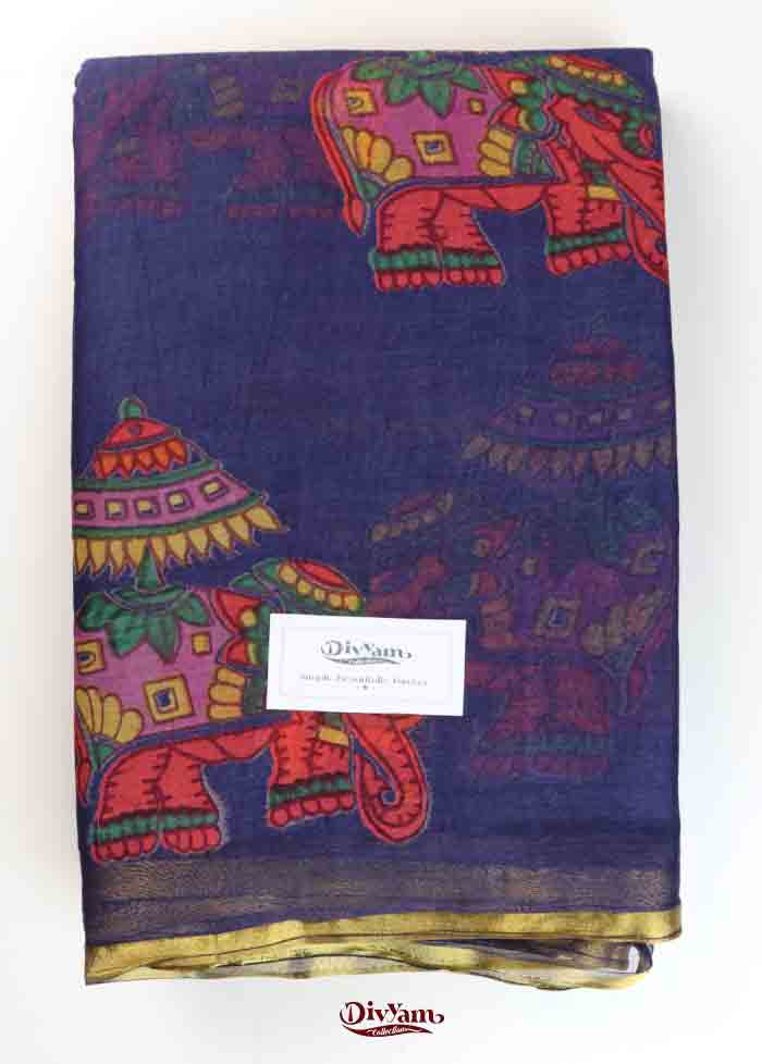 DC321  Lightweight Chiffon Saree with Kalamkari Designs