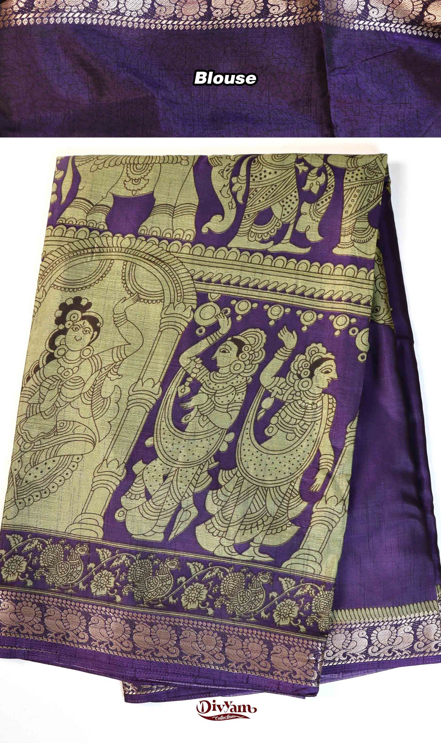 DC198 | Maheshwari Silk Pen Kalamkari Saree with Narayanpet Border