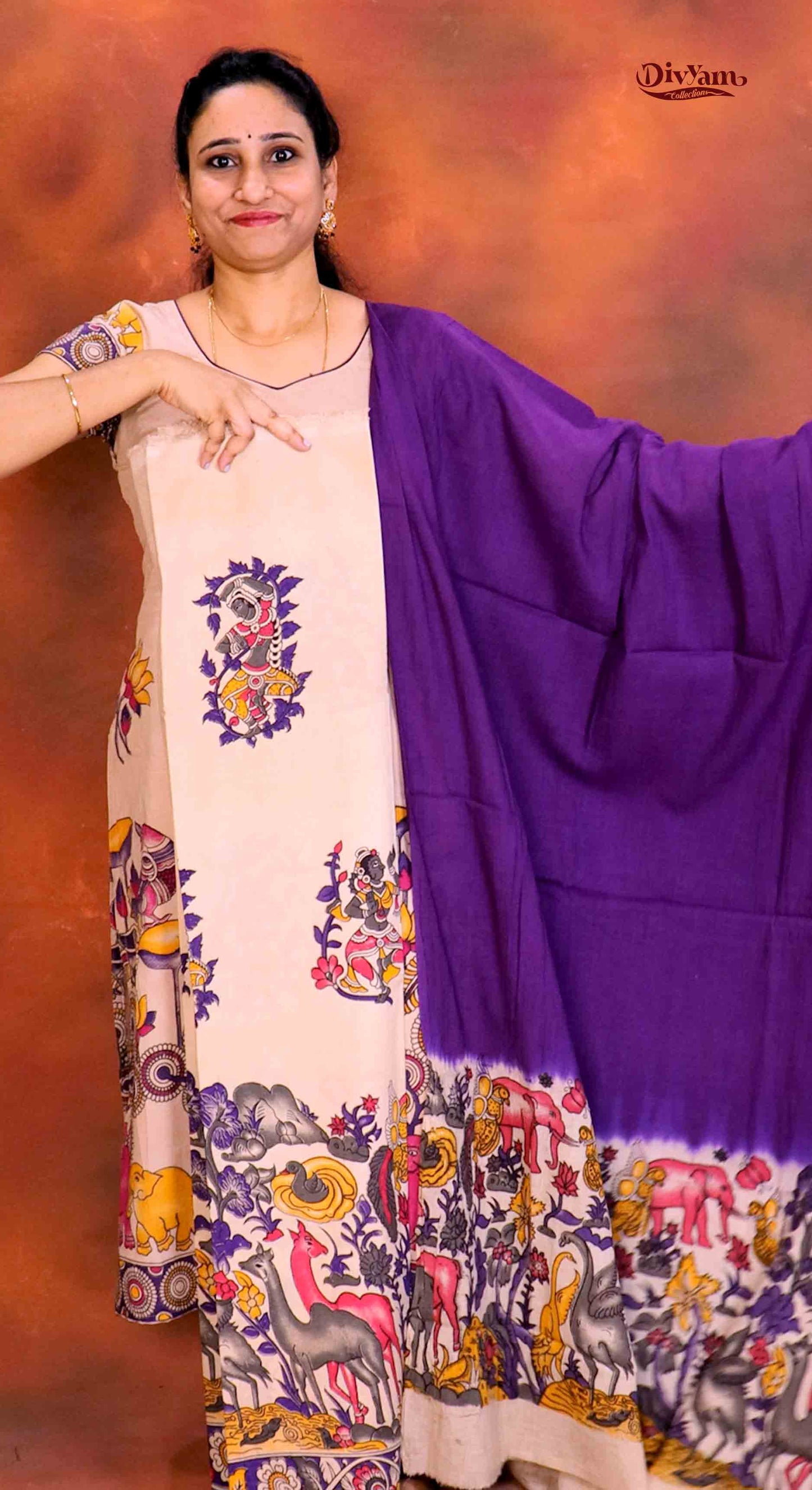DC212 | Pure Cotton Kalamkari Dress Materials – 2 Piece Sets