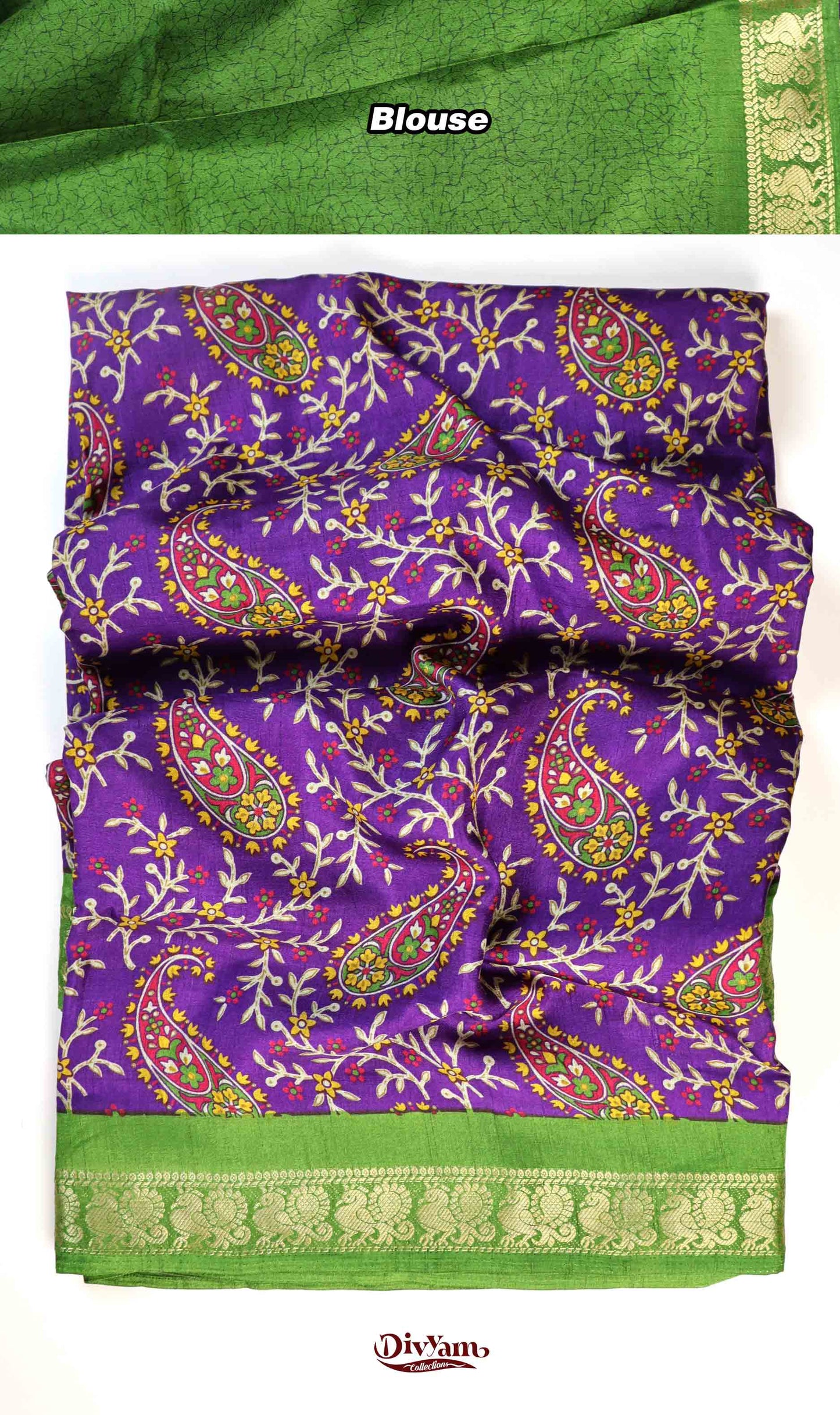 DC216 | Mango Design Saree with Narayanpet Border & Contrast Blouse