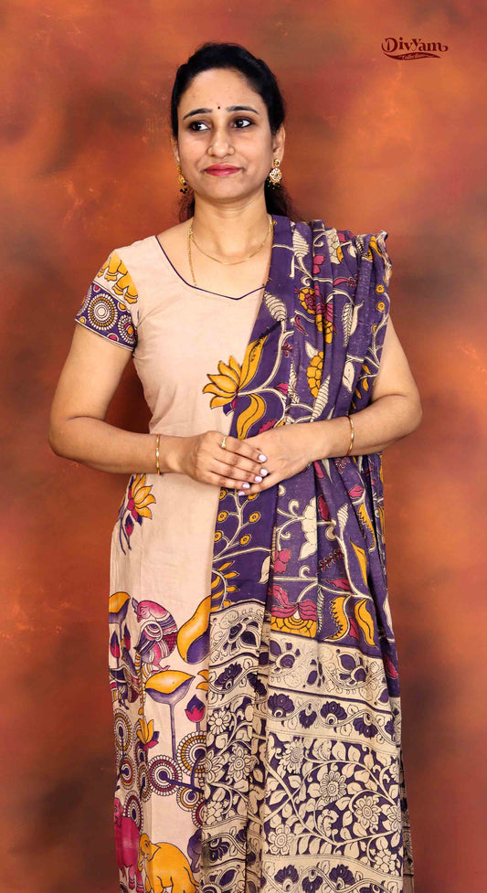 DC210 | Pure Cotton Dress Materials with Kalamkari  Print – 2 Piece Sets