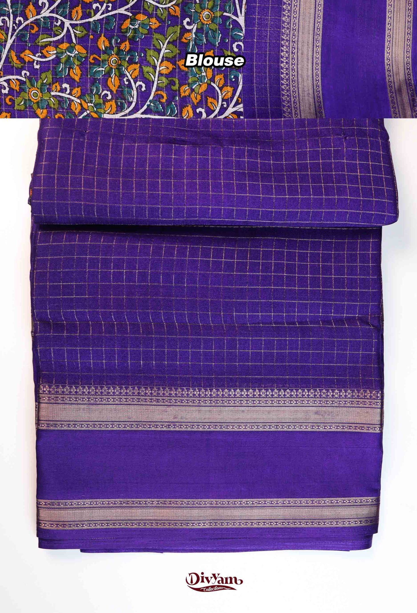 DC274 | Fancy Georgette Saree with Zari Checks & Kalamkari Blouse