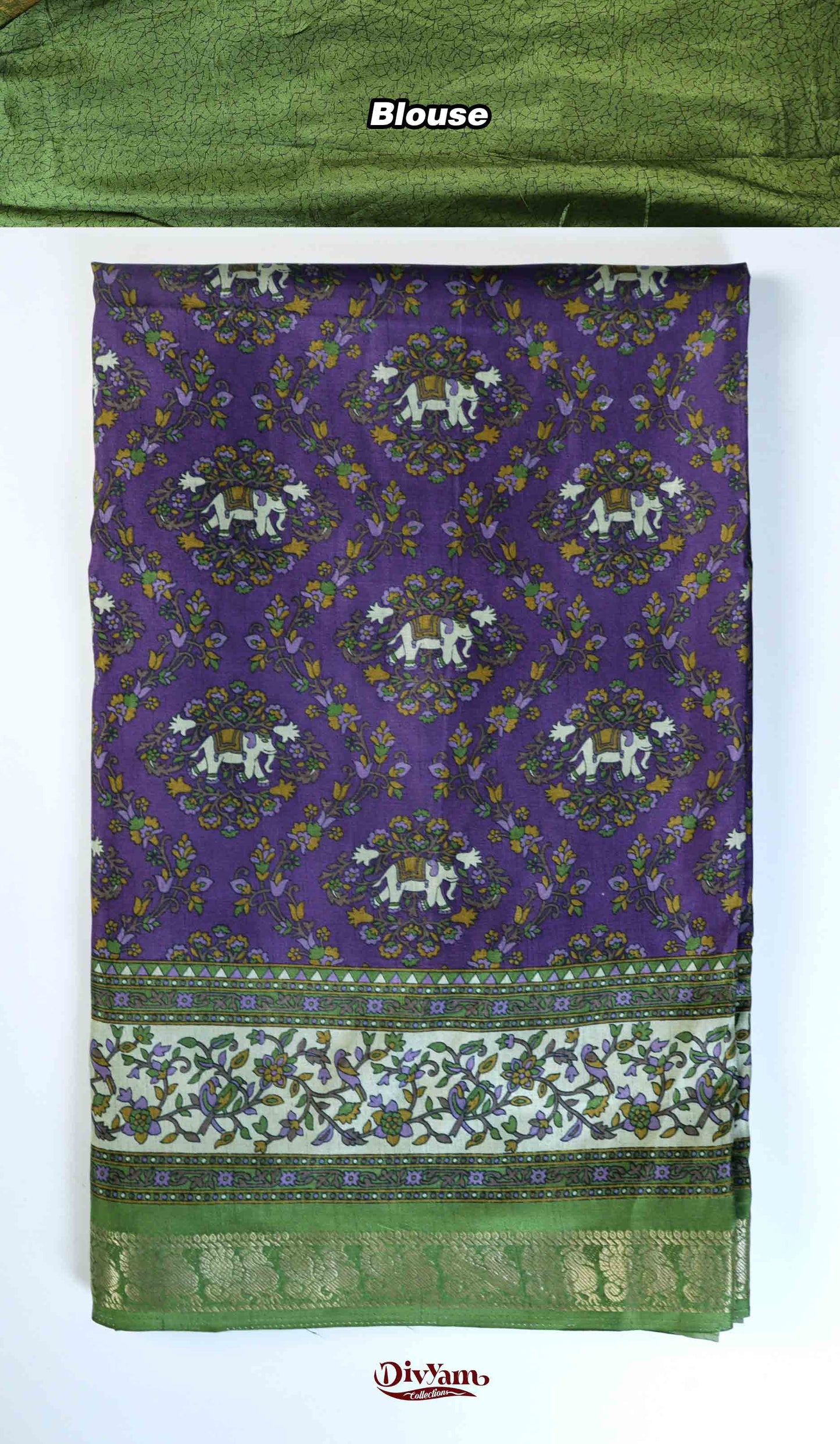 DC182 | Designer Maheshwari Silk Saree with Elephant Motifs & Kalamkari Border | New Color Combos