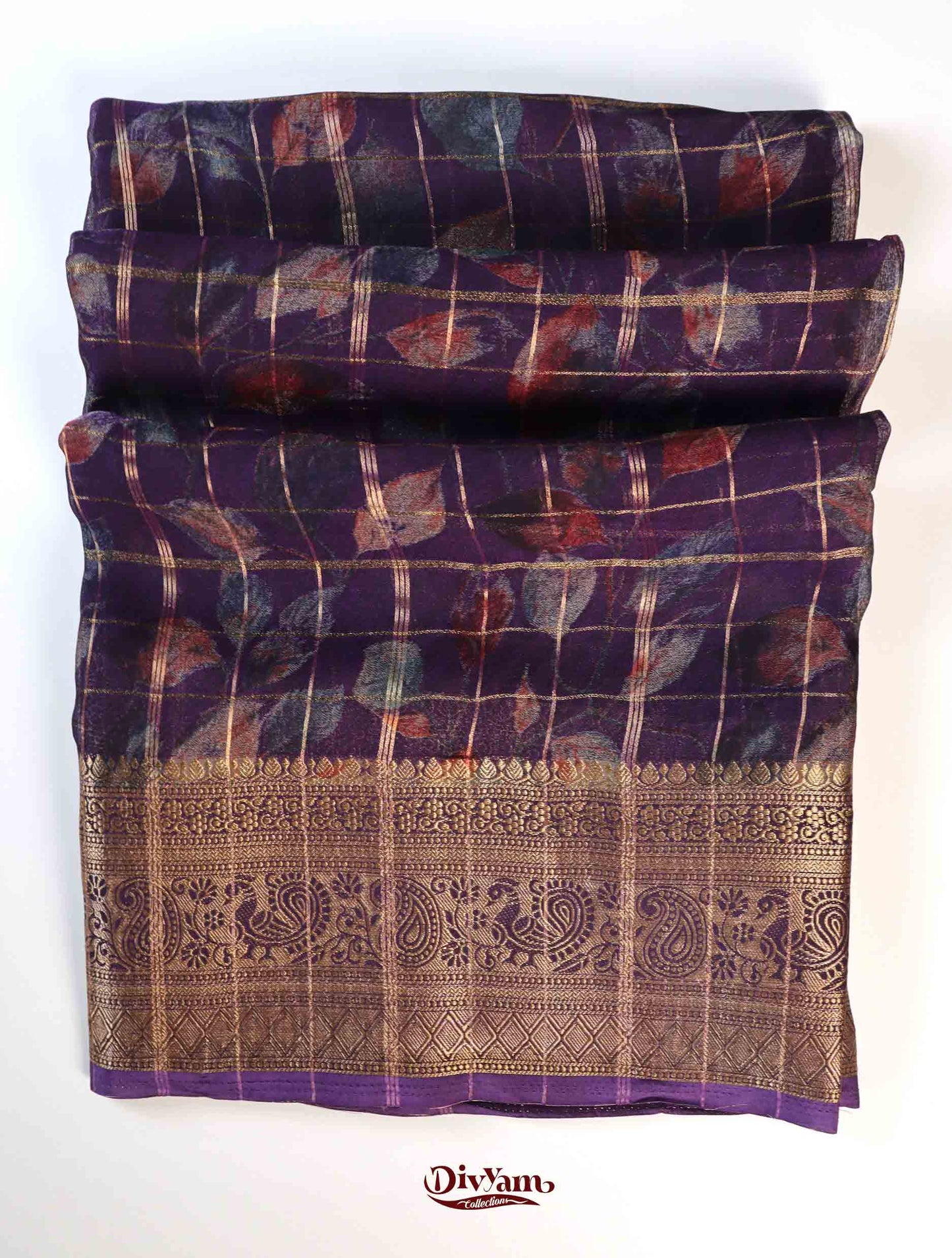 DC245 | Premium Viscose Georgette Saree with Zari Checks & Grand Border