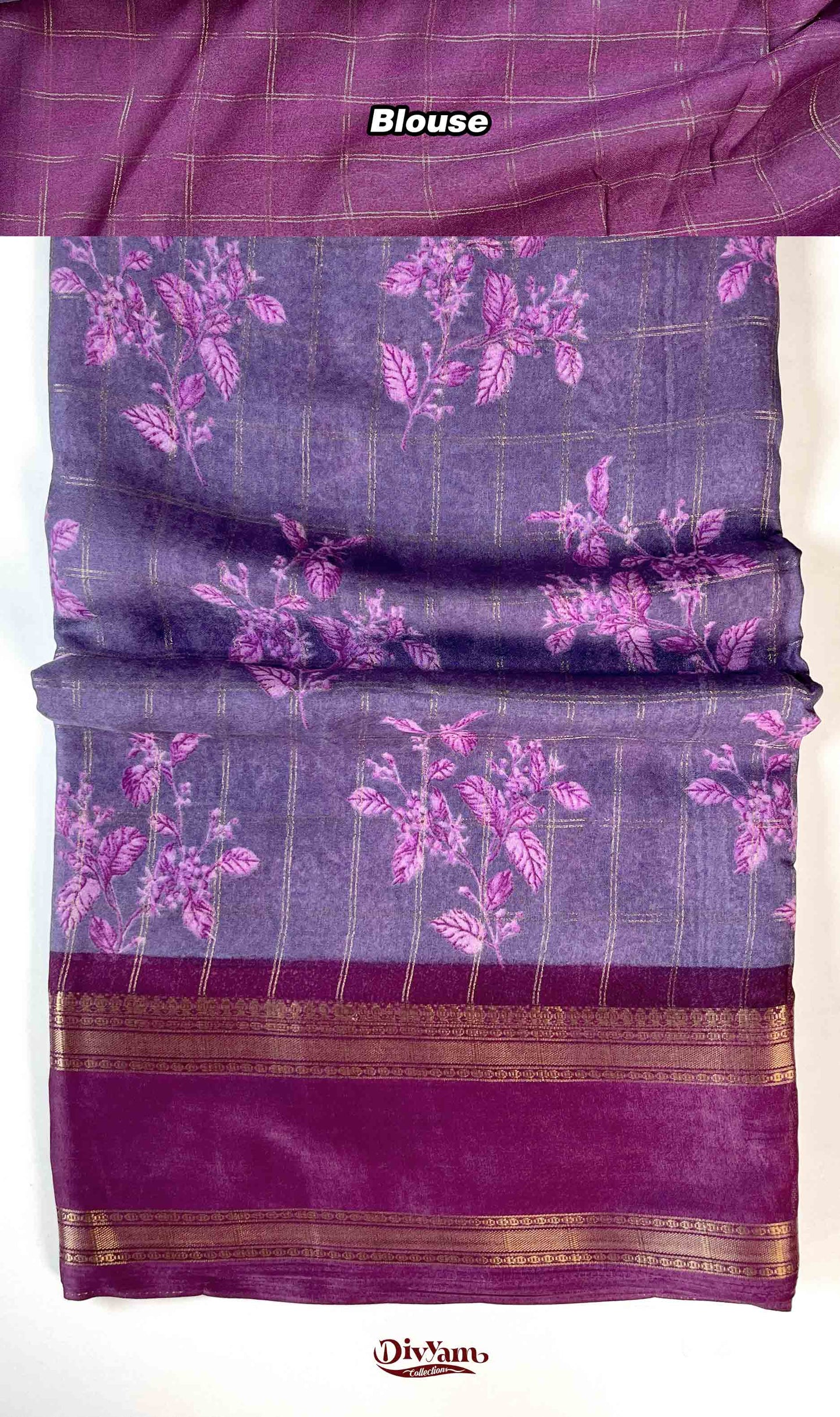 DC187 | Fancy Soft Georgette Saree with All Over Zari Checks & Contrast Border | Flowing Drapes Collection