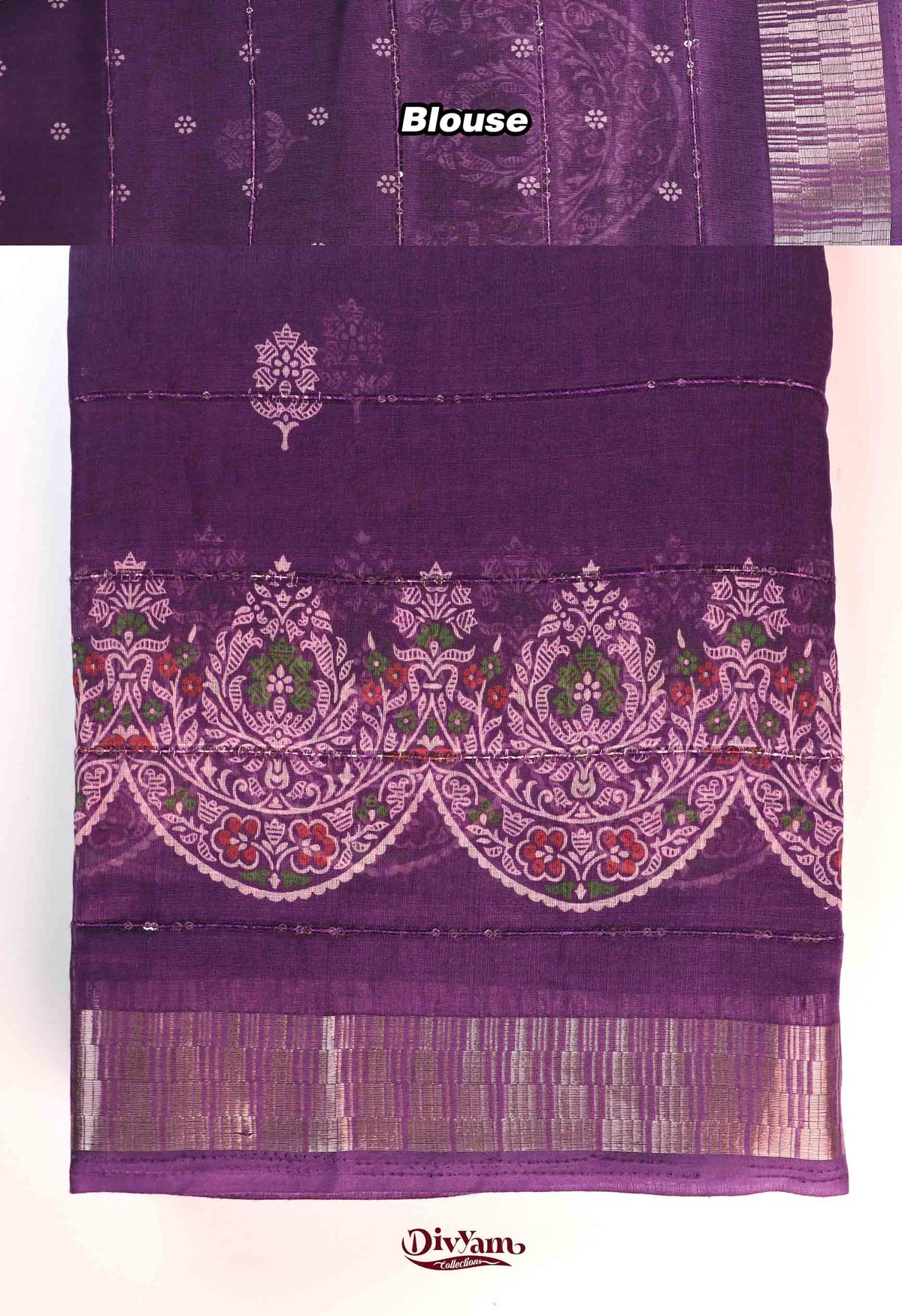 DC290 | Fancy Silk Saree with All-Over Sequin Embroidery & Running Blouse