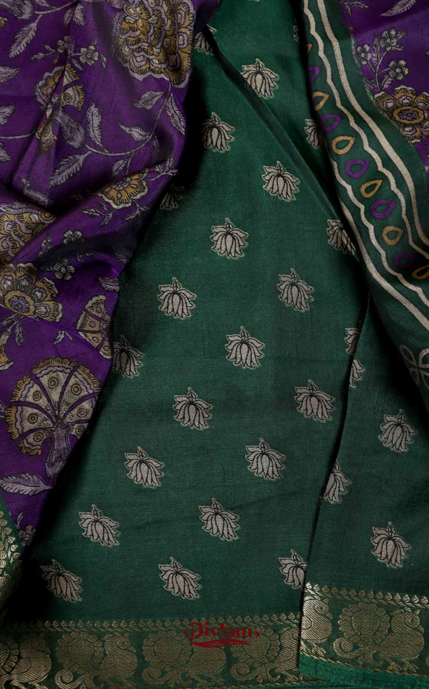 DC149| Maheshwari Silk Saree with Narayanapet & Hamsa Jari Border | Kalamkari Floral Print Saree