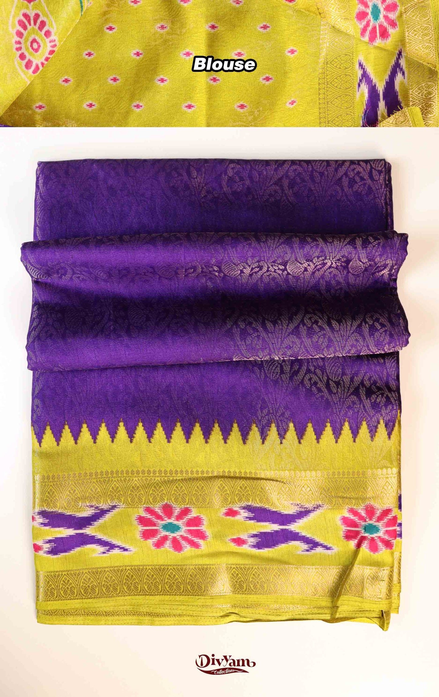 Banarasi Soft Silk Saree with Self Zari Weaving & Pochampally Ikkat Border | DC244