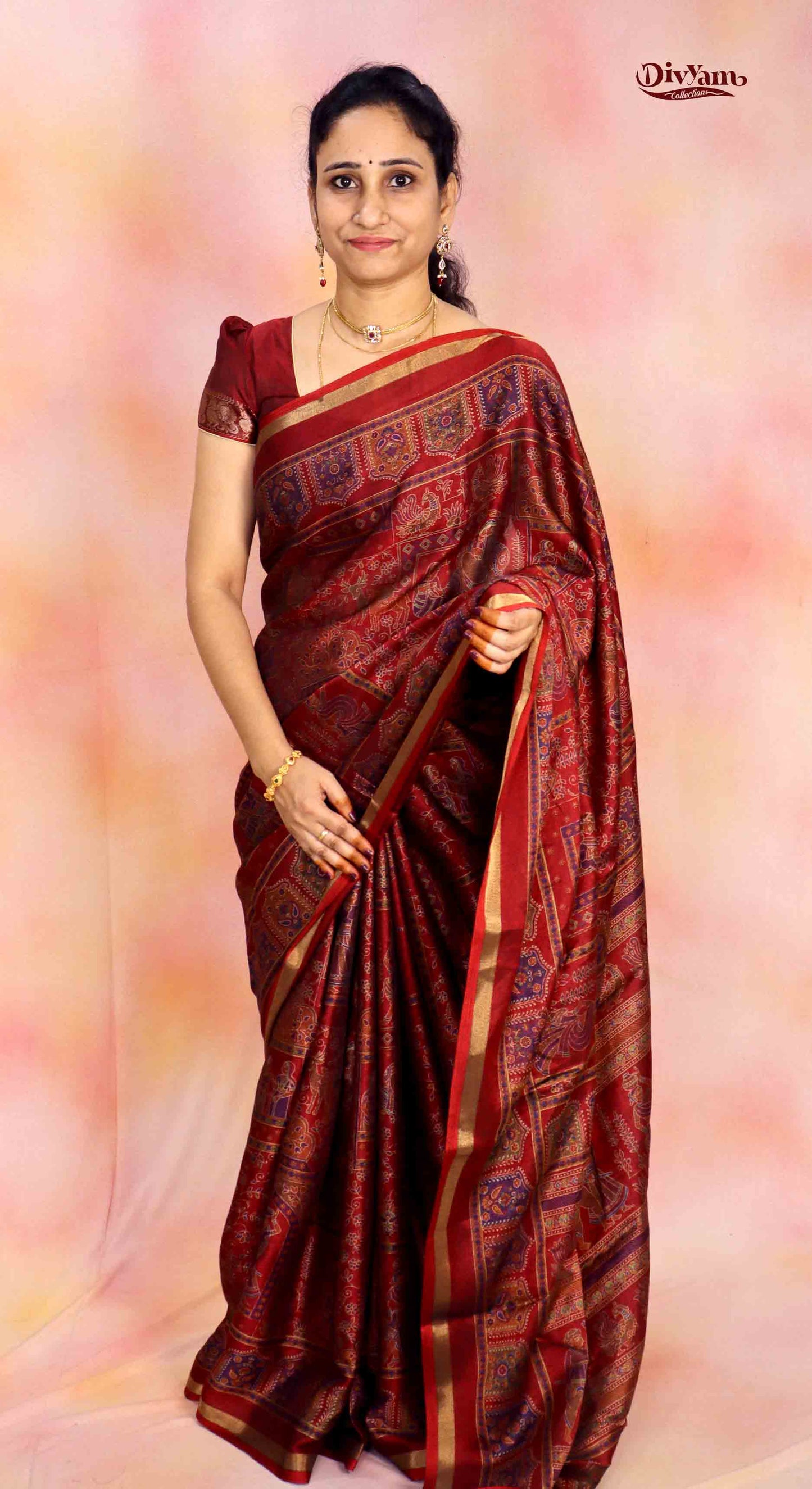 DC248 | Mashru Silk Saree with Pashmina Kashmiri Design