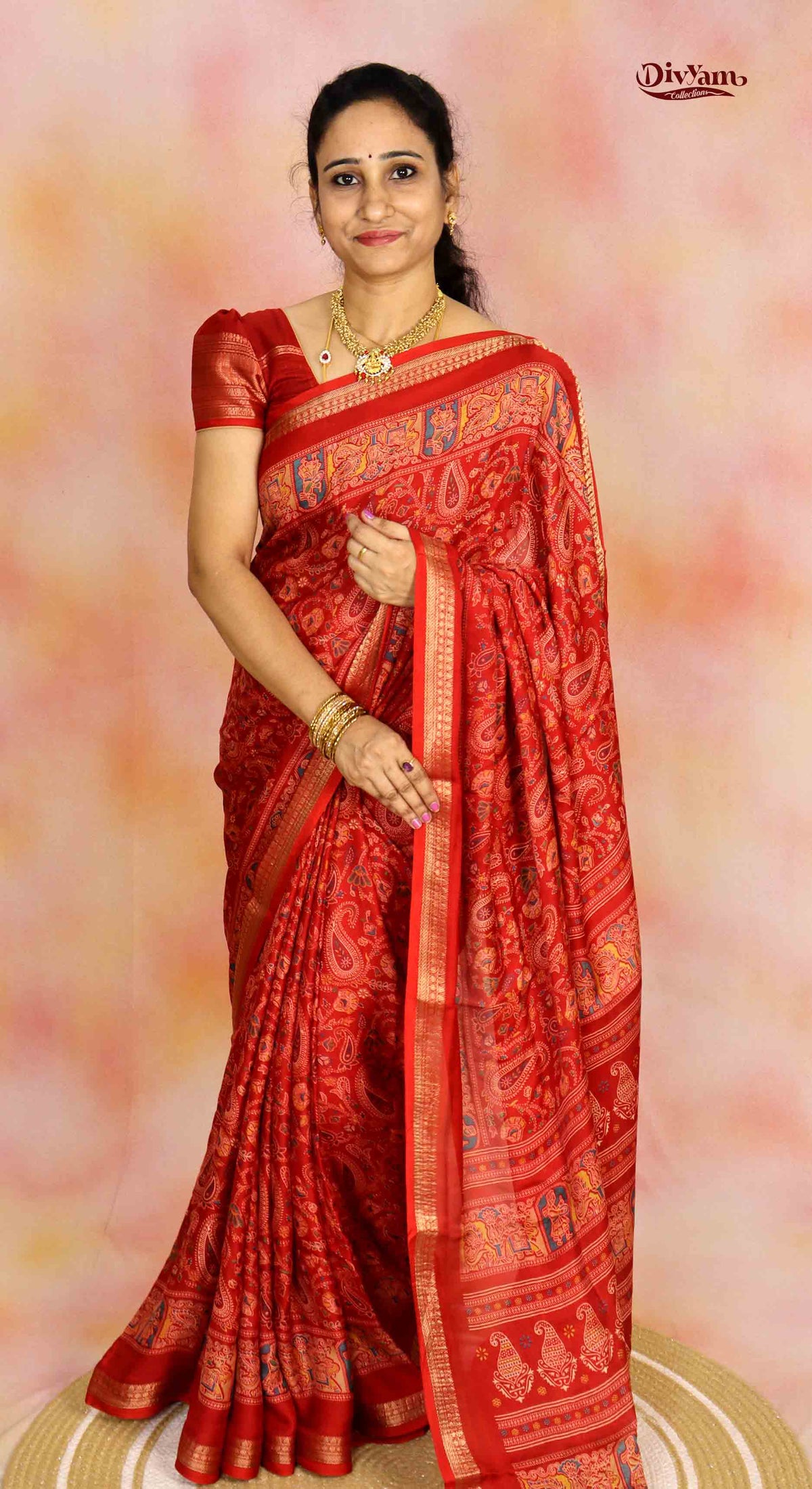 DC309 | Georgette Saree with Paisley Design & Temple Border