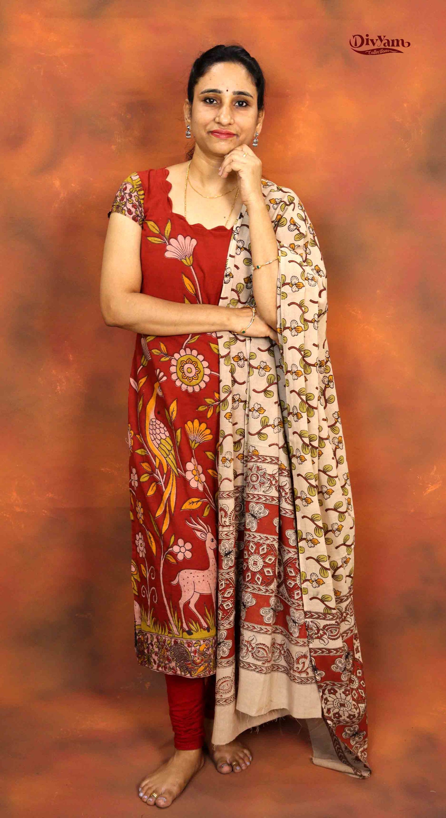 DC203 | Pure Cotton Kalamkari Dress Materials – 2 Piece Sets